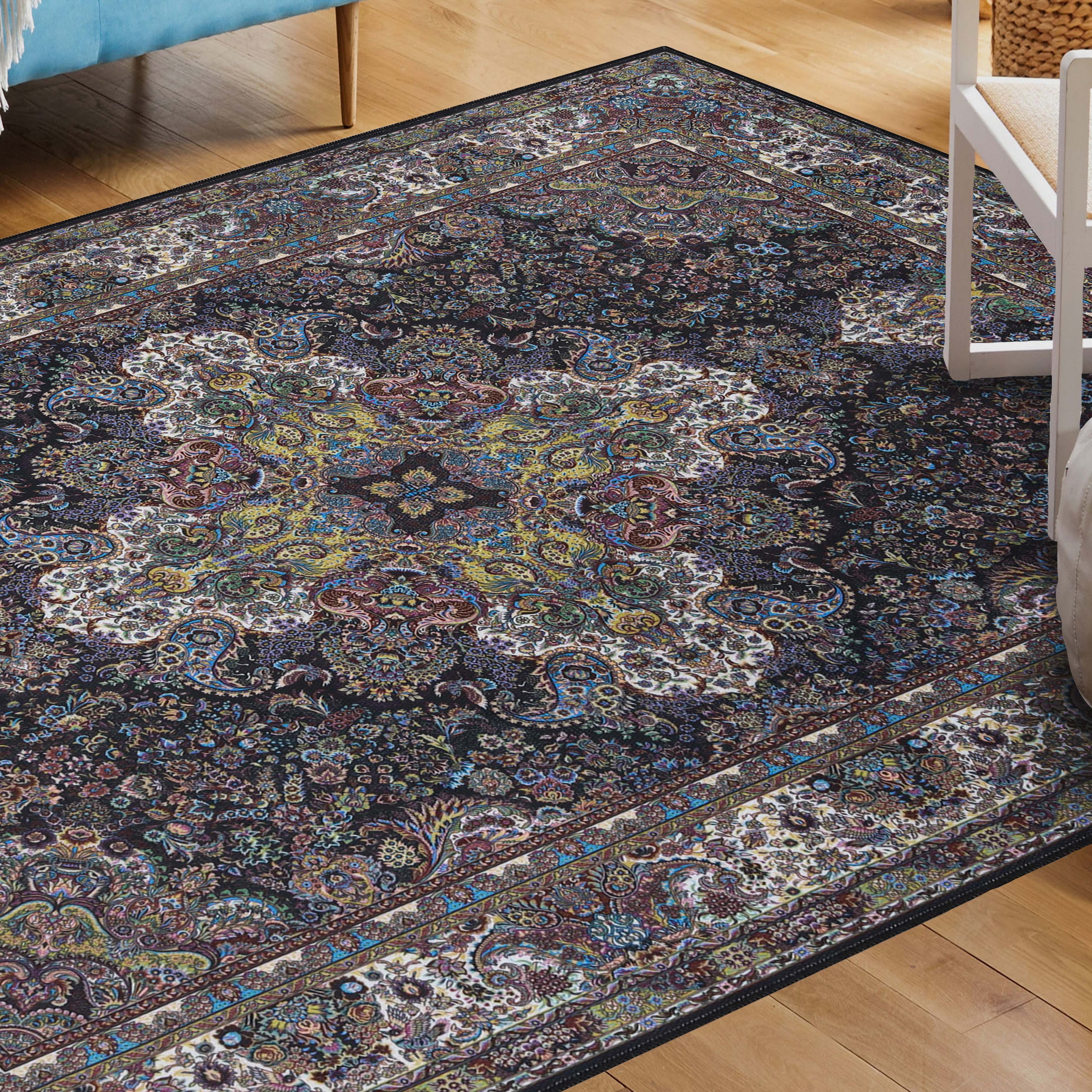 Flamingo Medallion Machine Washable Indoor Area Rug - Non-Slip Soft Living Room Carpet Runner for Bedroom, Hallway & Entryway Decor