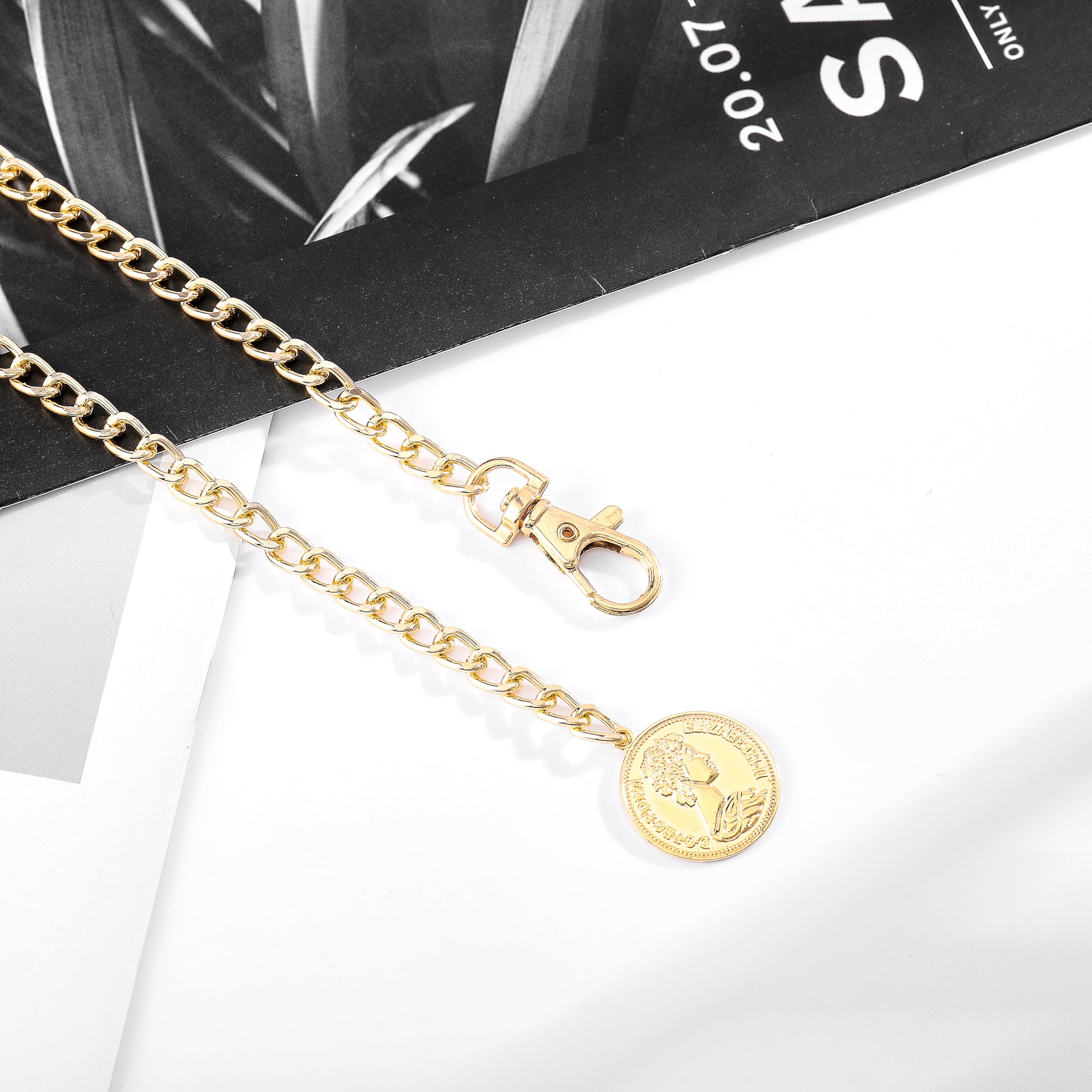 REETAN Gold Coin Waist Chain - Chunky Layered Metal Belt for Women | Pirate Costume Accessory | Perfect for Cosplay, Halloween & Festival Outfits