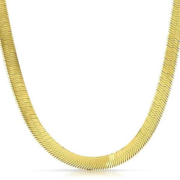 9mm Gold Plated 925 Sterling Silver Italian Herringbone Chain Necklace for Women - Perfect for Layering, Gift Giving & Everyday Elegance