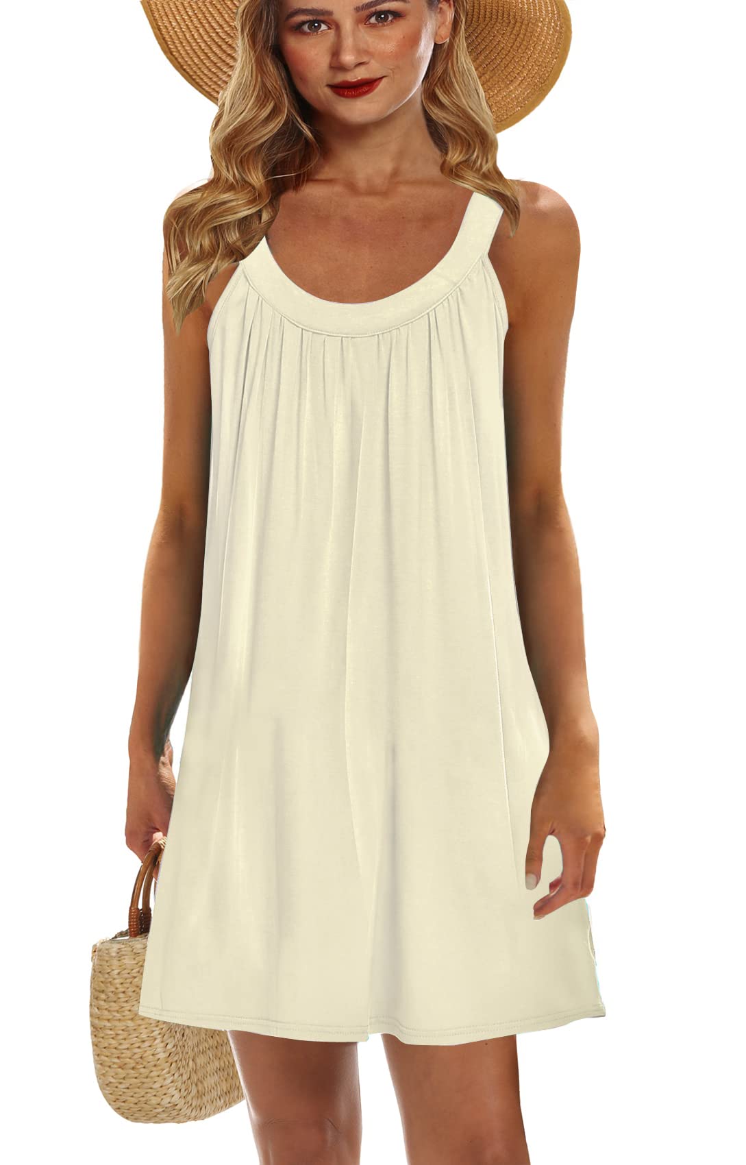 Bluetime Women's Sleeveless Halter Floral Beach Cover Up Dress - Lightweight Swimsuit Coverup for Pool, Vacation & Summer Outfits