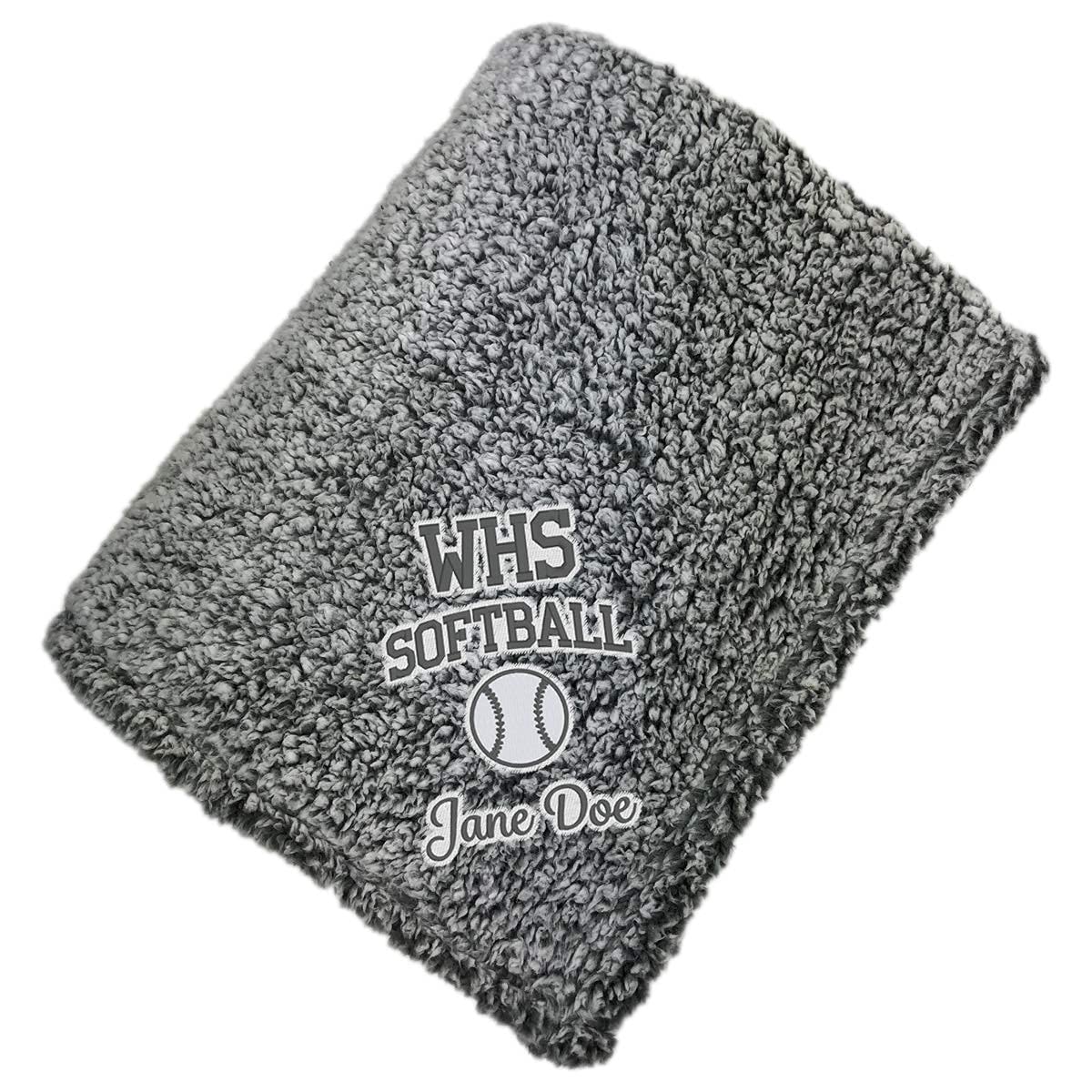 Custom Embroidered Softball Blanket for Seniors - Personalized Senior Gift for Softball Players - Perfect for Games, Graduation, and Cozy Home Use