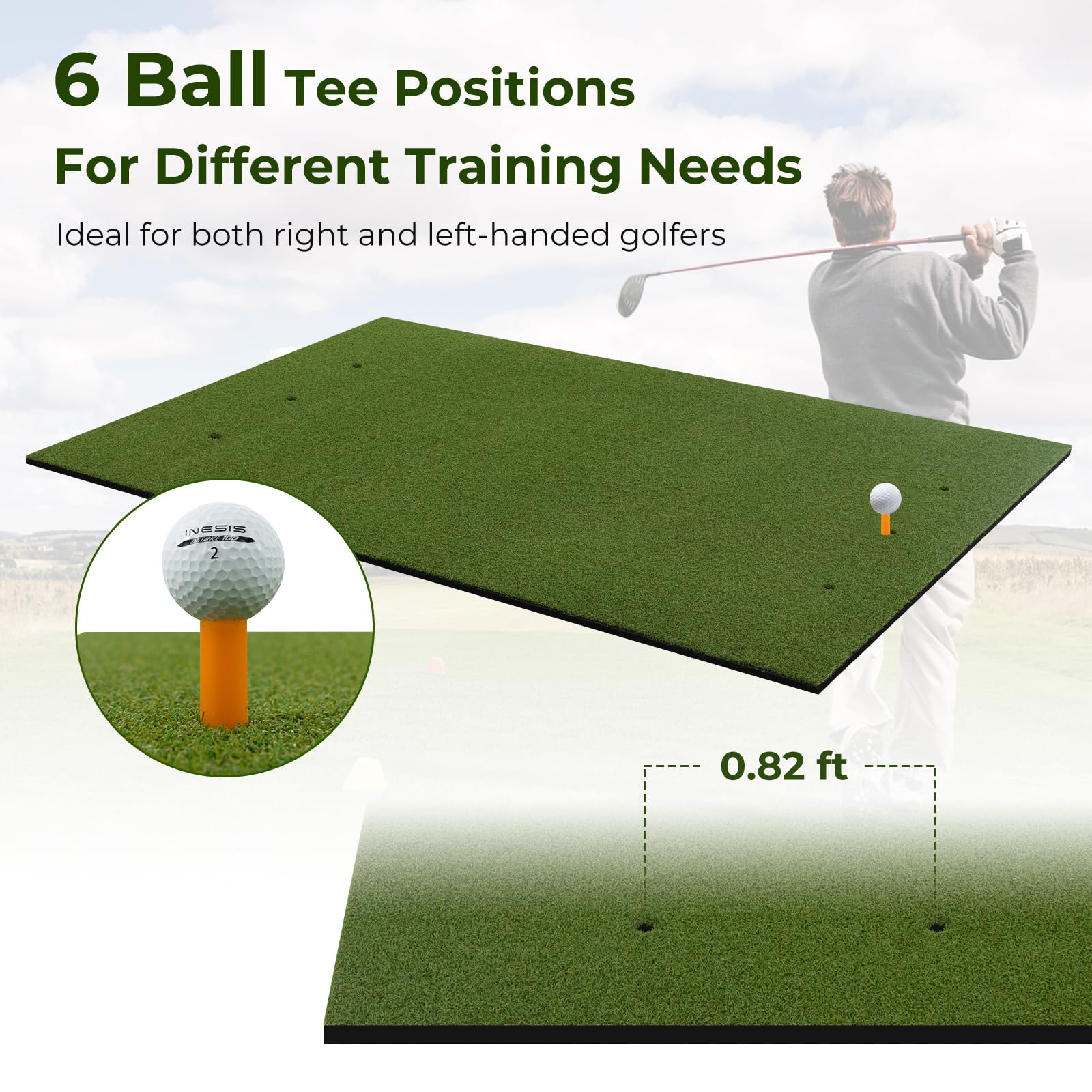 Tangkula Golf Hitting Mat - Premium Artificial Turf Practice Mat for Indoor & Outdoor Use with 2 Rubber Tees & 2 Alignment Sticks - Perfect for Home, Backyard, Garage & Driving Range Training