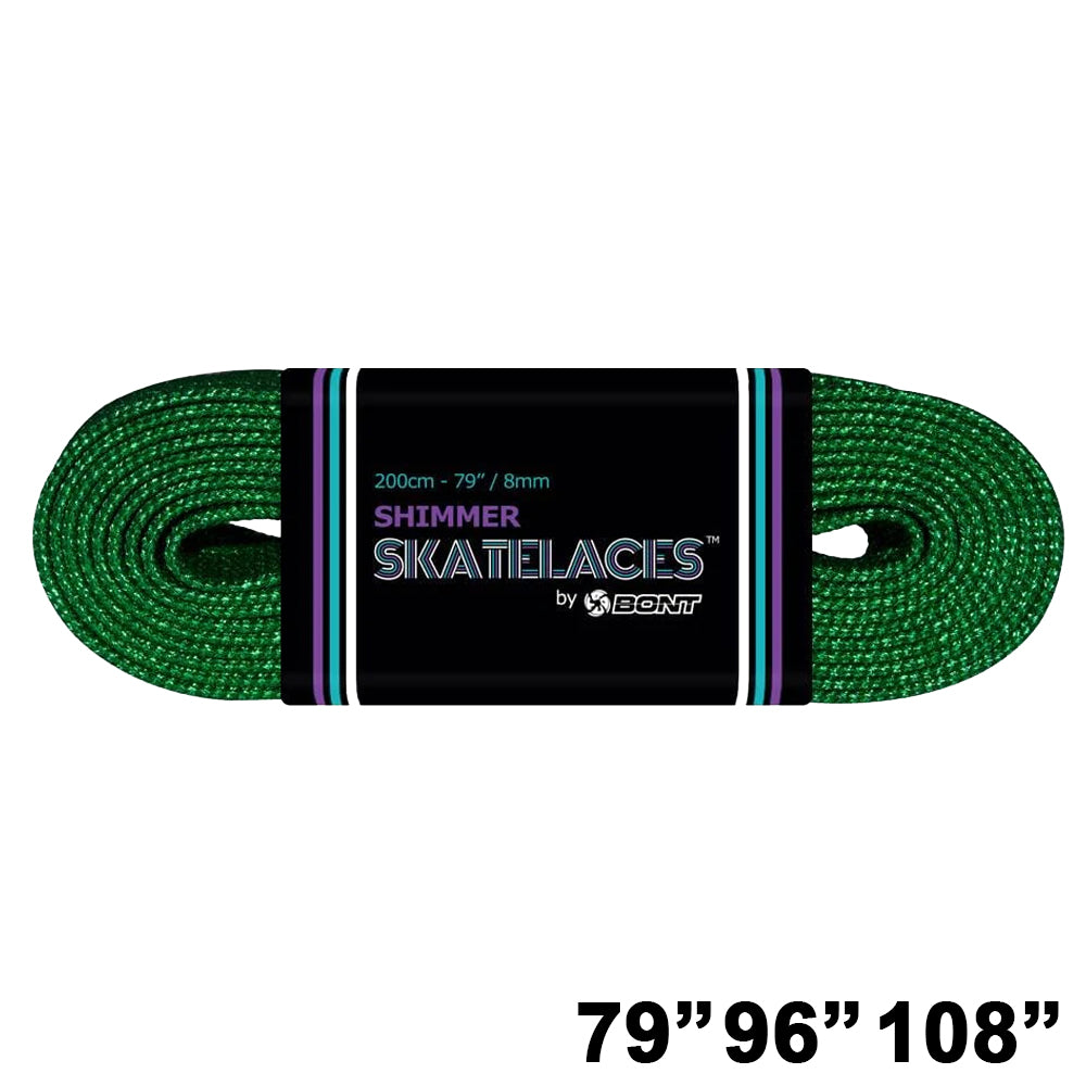 Bont Shimmer Waxed Lace Tinkerbell Green 8mm Roller Skating Laces - Perfect for Artistic Skating, Derby & Outdoor Roller Skates