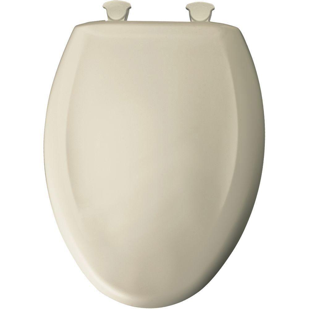 Bemis Slow Close STA TITE Elongated Toilet Seat - Almond Color 529783 - Durable Soft Close Elongated Toilet Seat for Bathroom Upgrade, Home & Commercial Use