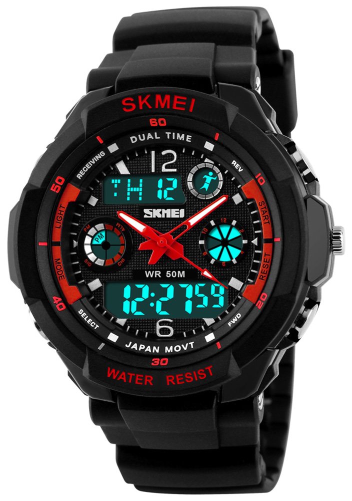 FANMIS Unisex Military Sports Watch - Analog Digital Display, Dual Time, Alarm, Stopwatch, 50M Waterproof - Perfect for Outdoor Activities, Running, Hiking & Adventure Enthusiasts