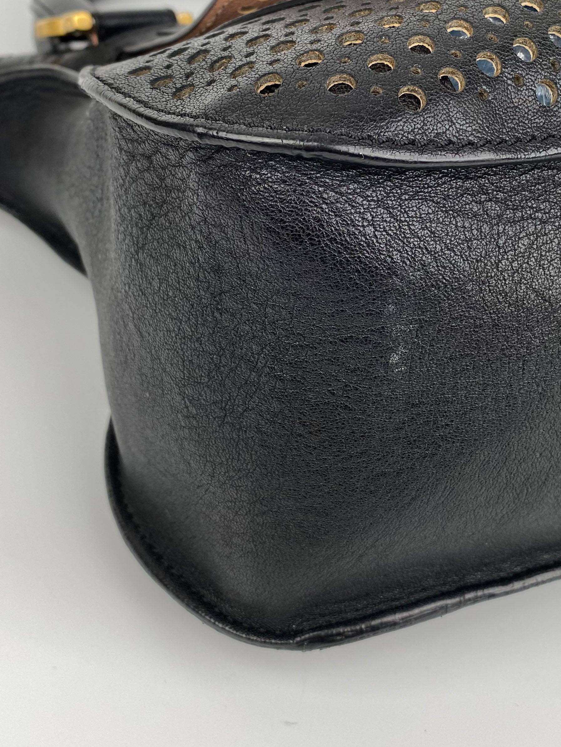 Chloe Black Marcie Perforated Leather Tote Bag for Women - Stylish Designer Handbag for Work, Travel & Everyday Use