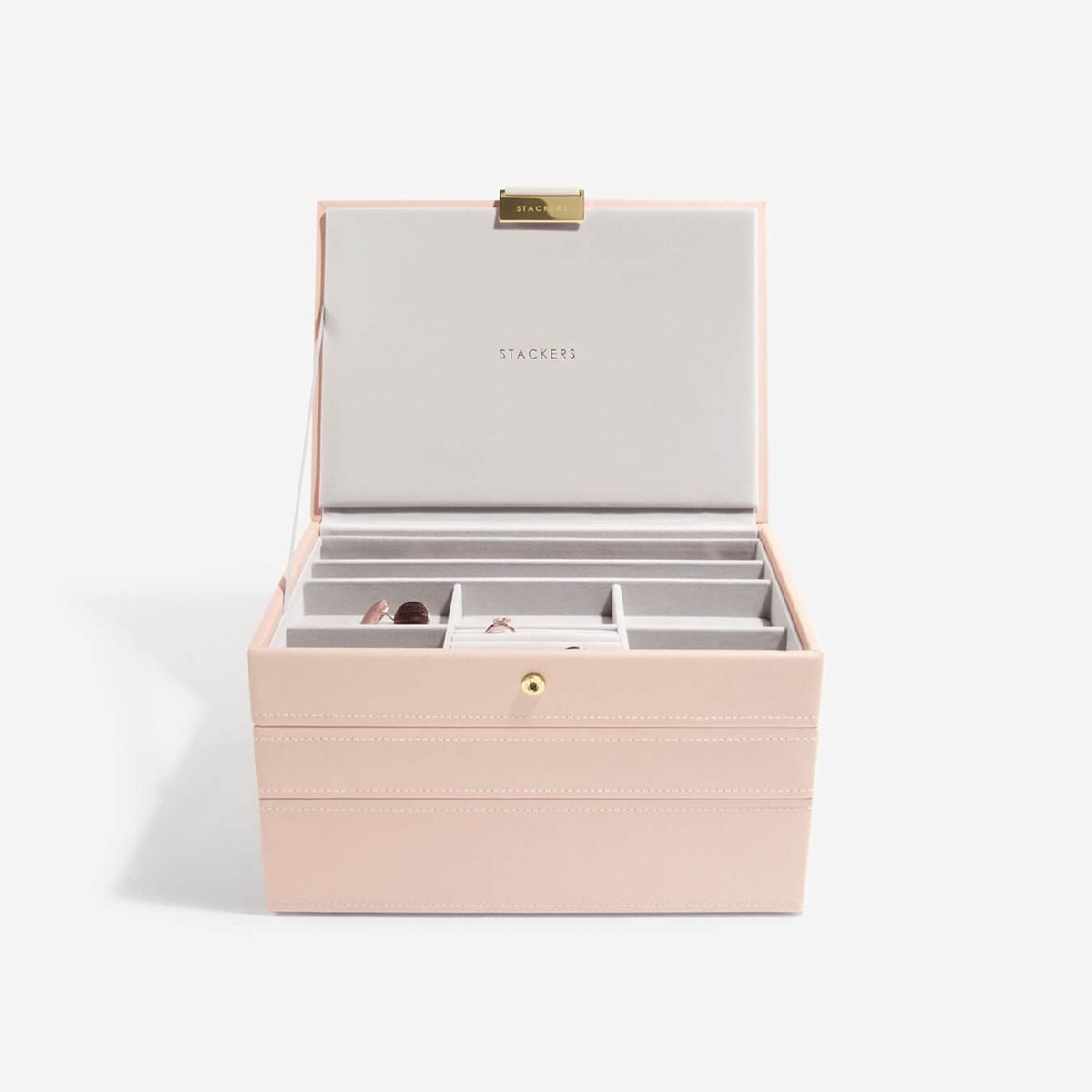 Elegant Set of 3 Jewelry Boxes in Blush Pink & Champagne Gold - Perfect for Gift Giving, Travel & Home Organization
