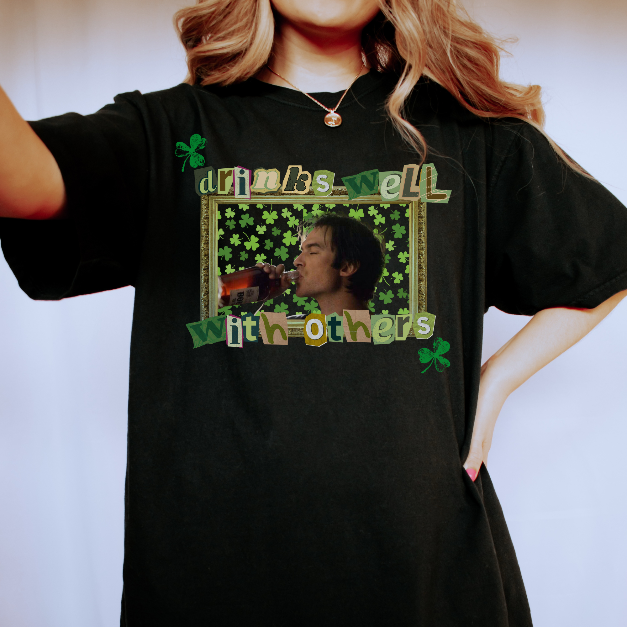 Funny 'Drinks Well With Others' T-Shirt - Humorous Drinking Slogan Tee for Parties & Social Gatherings