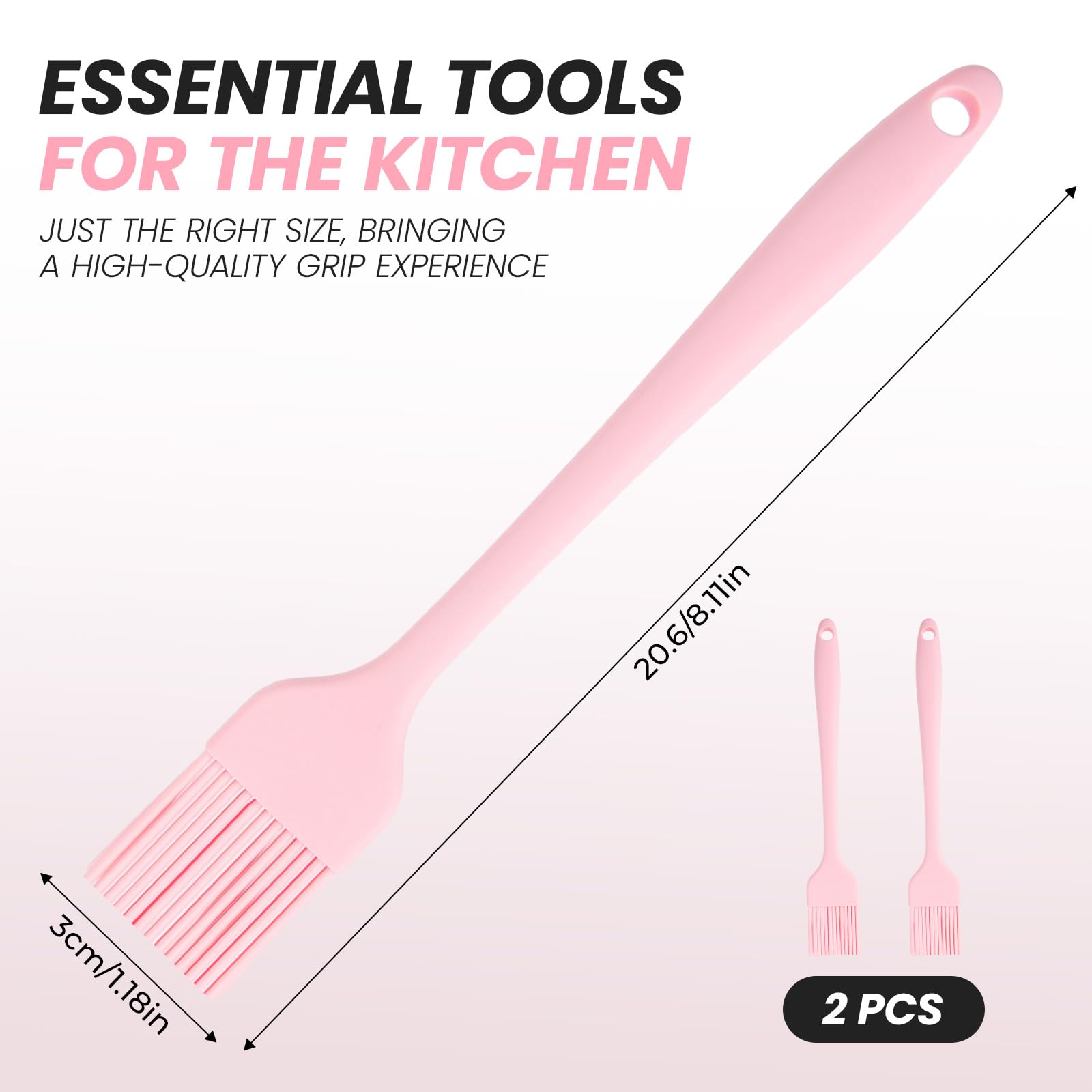 2 Pack Heat Resistant Silicone Basting Brushes for Cooking, Baking, Frying & BBQ - Non-Stick Kitchen Brushes for Butter, Sauce & Oil - Perfect for Grilling, Roasting & Pastry Making