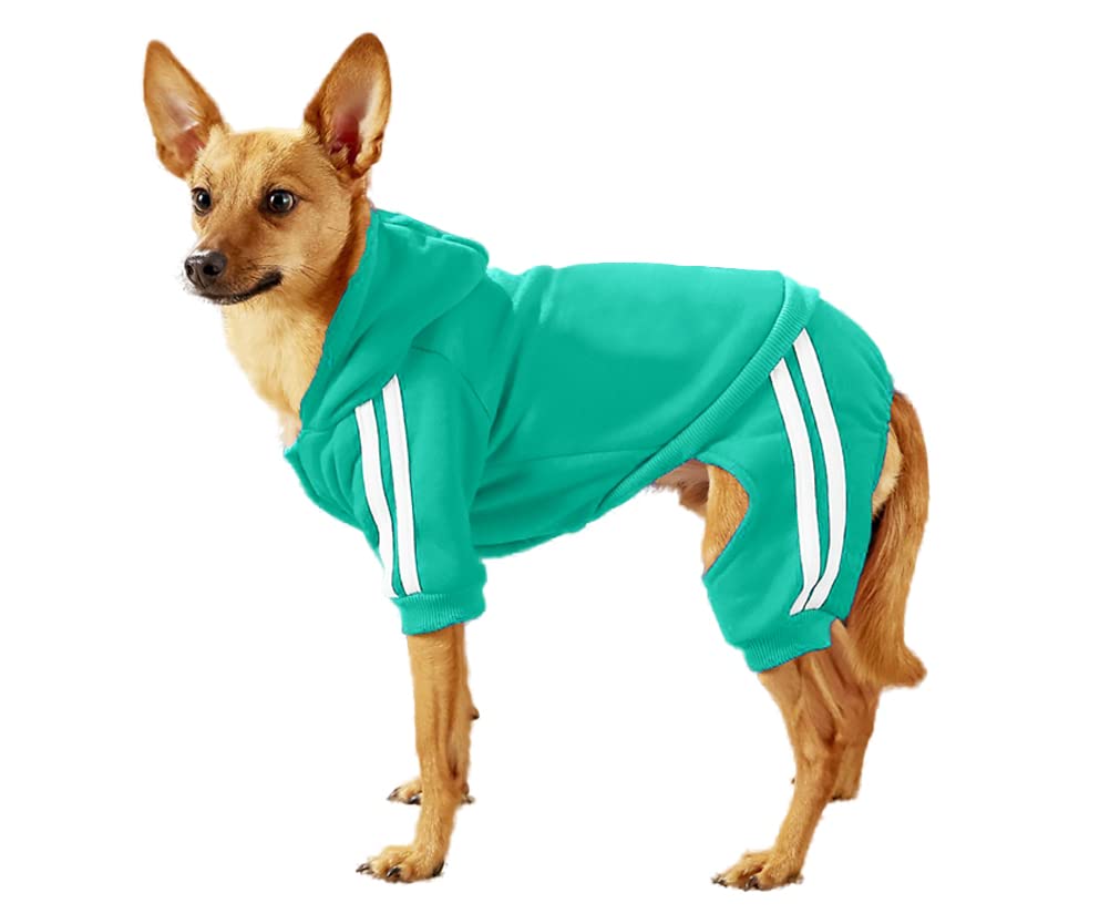 Small & Medium Dog Clothes - Fleece Hoodie & Striped Cotton Sweatshirt with 4 Legs for Pets | Cozy Winter Outfits for Boy Dogs | Perfect for Daily Walks, Outdoor Adventures & Photo Shoots