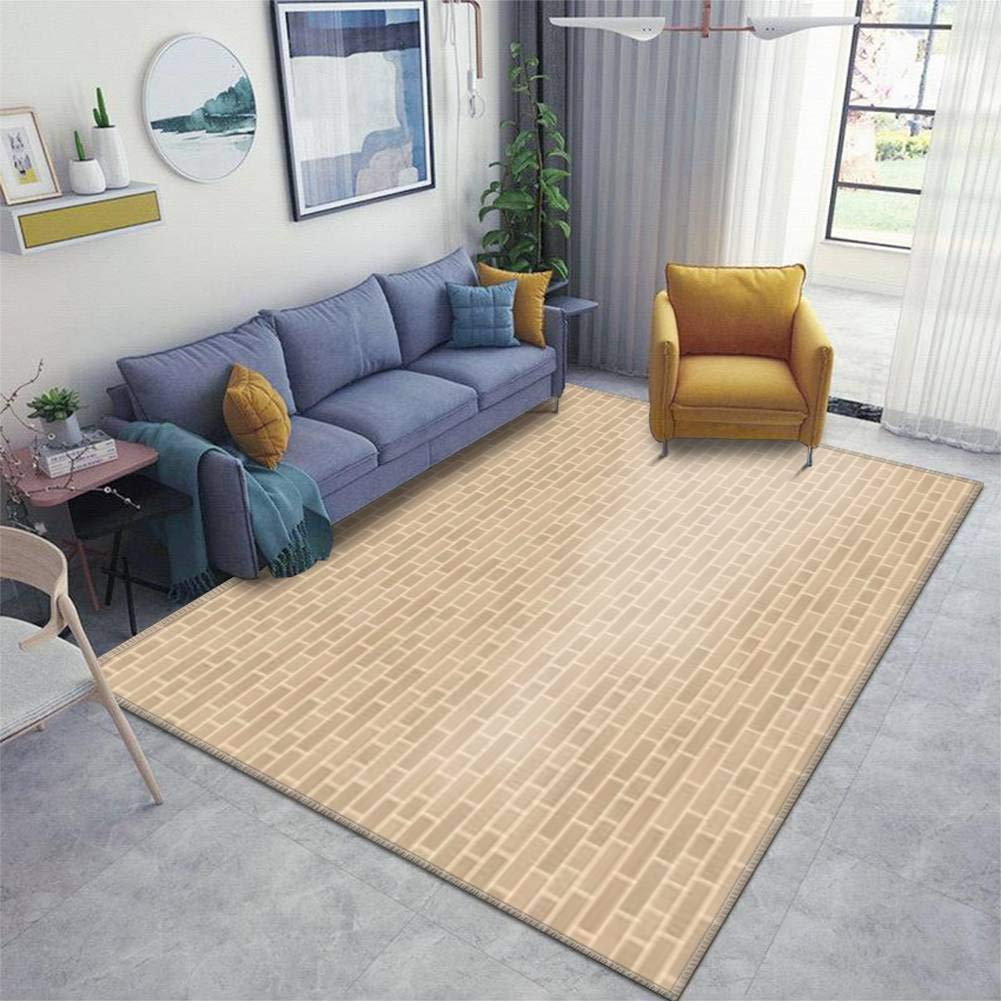Vector Seamless English Garden Wallpaper & Sandstone Brick Texture Non-Slip Area Rug - Soft Indoor/Outdoor Floor Mat for Living Room, Nursery, Doorway | Perfect for Home Decor, Patio, Garden Pathway & High-Traffic Areas