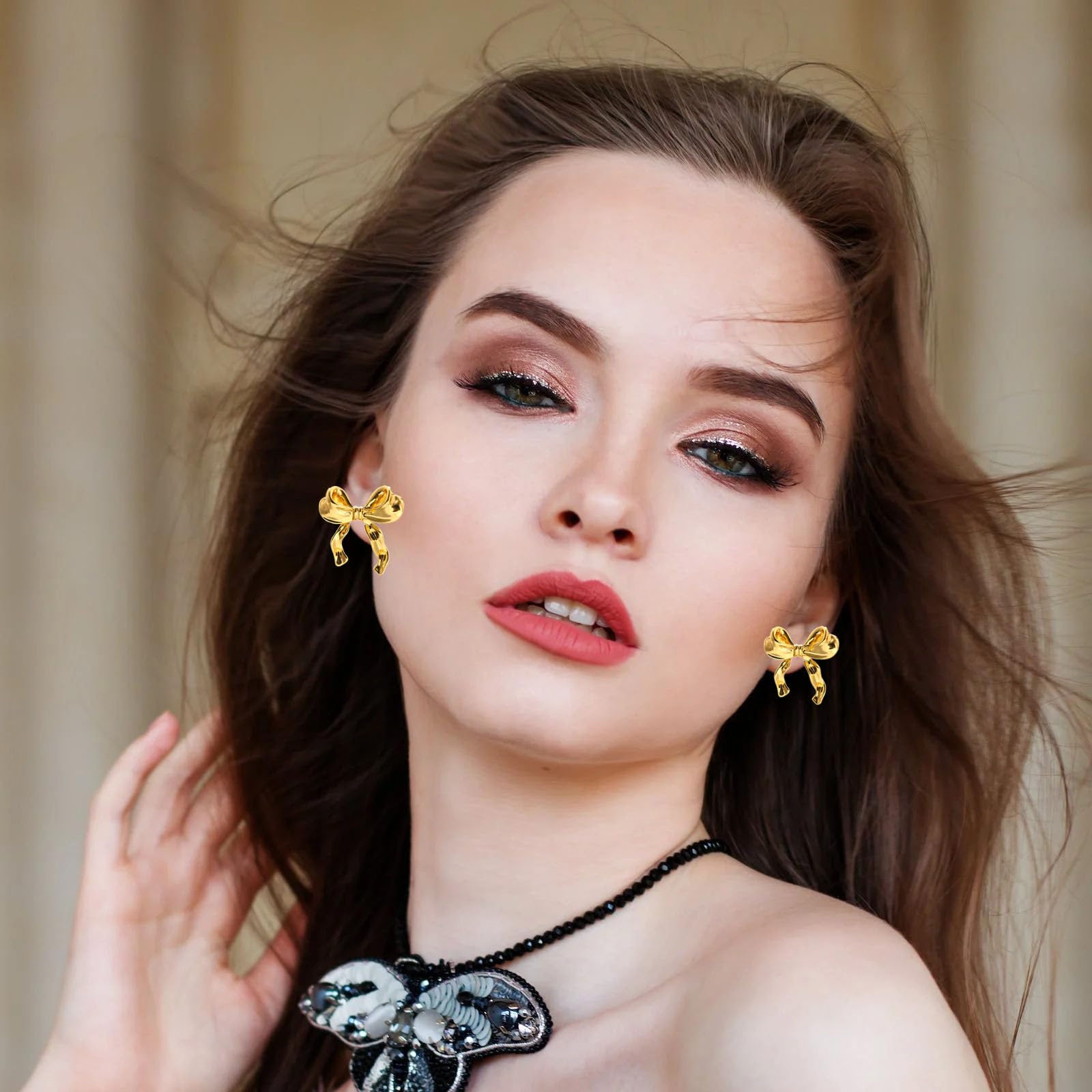 Gold & Silver Bow Earrings for Women - Elegant Ribbon Stud Earrings | Cute Fashion Jewelry Gift for Her | Perfect for Parties, Weddings & Everyday Wear