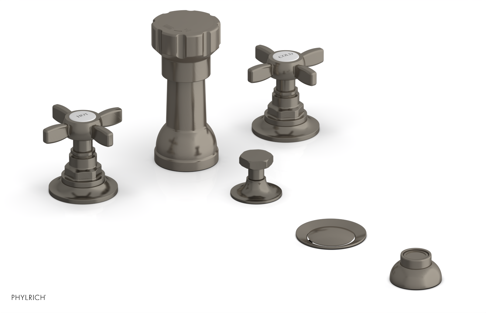 Jamestown 4-Hole Bidet Faucet Set with Cross Handles - 165 60 - Perfect for Bathroom Renovation & Modern Toilet Upgrades