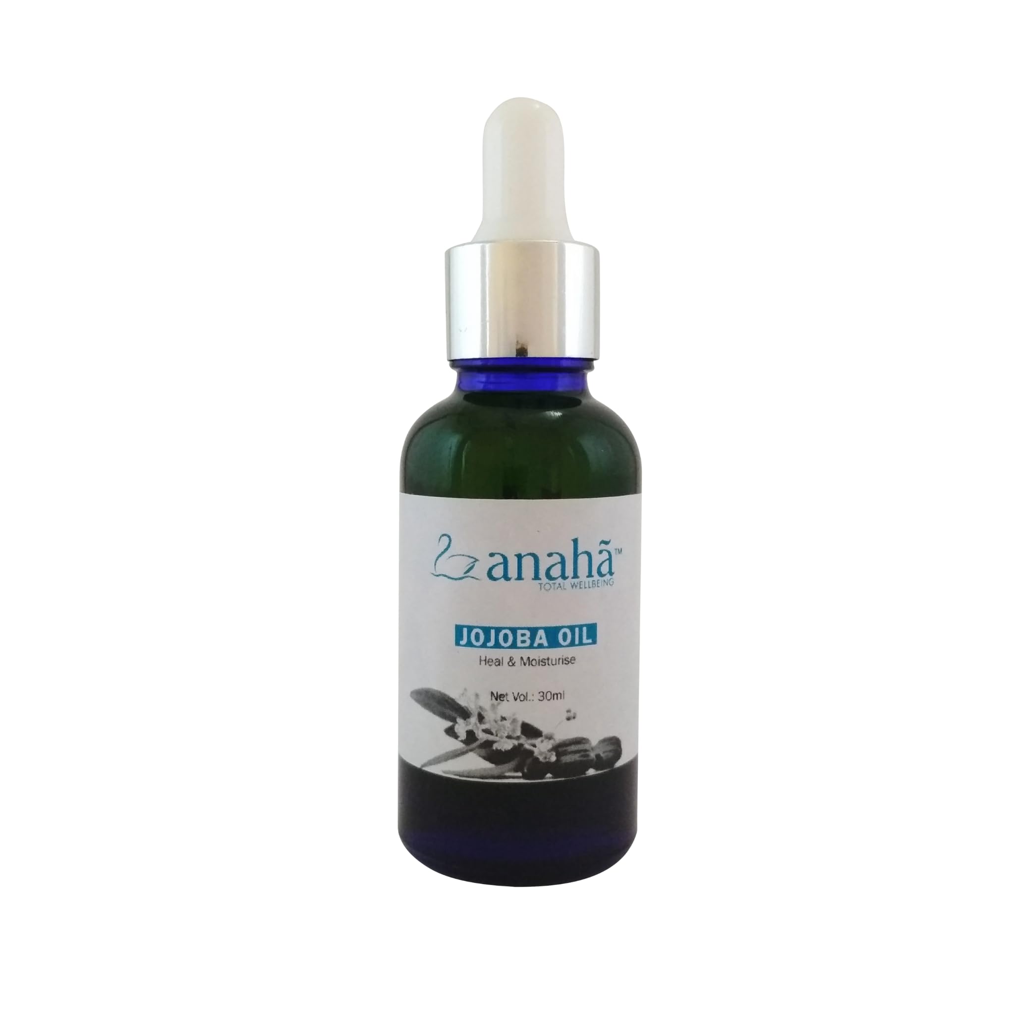 Anaha Pure Cold Pressed Jojoba Oil 30ml - 100% Natural Unrefined Moisturizer for Face, Skin & Hair | Unscented Carrier Oil for DIY Beauty, Massage & Aromatherapy | Perfect for Dry Skin Care & Essential Oil Blending