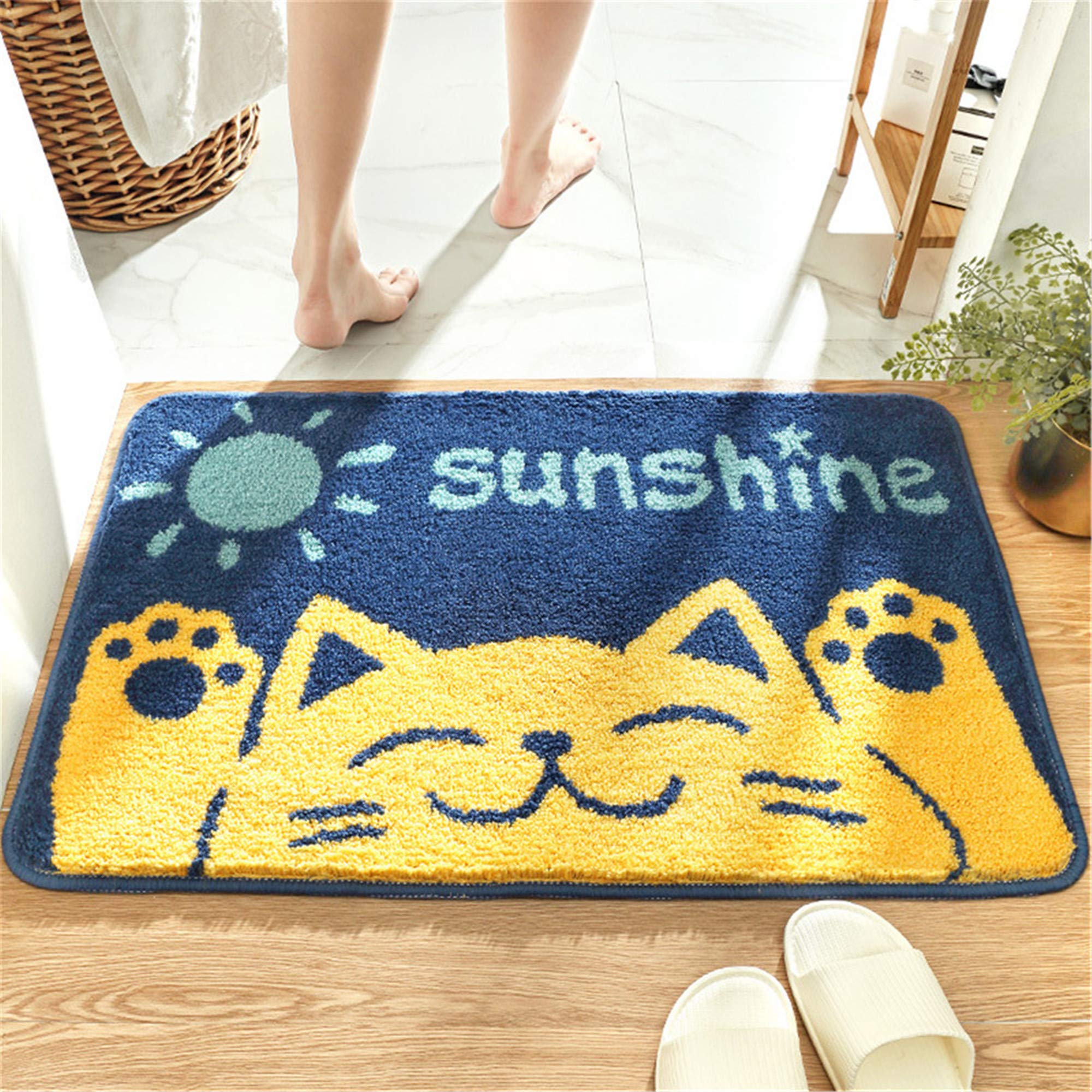 THRILRUG Non-Slip Soft Microfiber Bathroom Rugs Set - Super Absorbent Washable Shower Mats for Kids & Adults (Cat Design, 20x32 Inches/50x80cm) - Perfect for Bathroom, Toilet & Nursery Decor