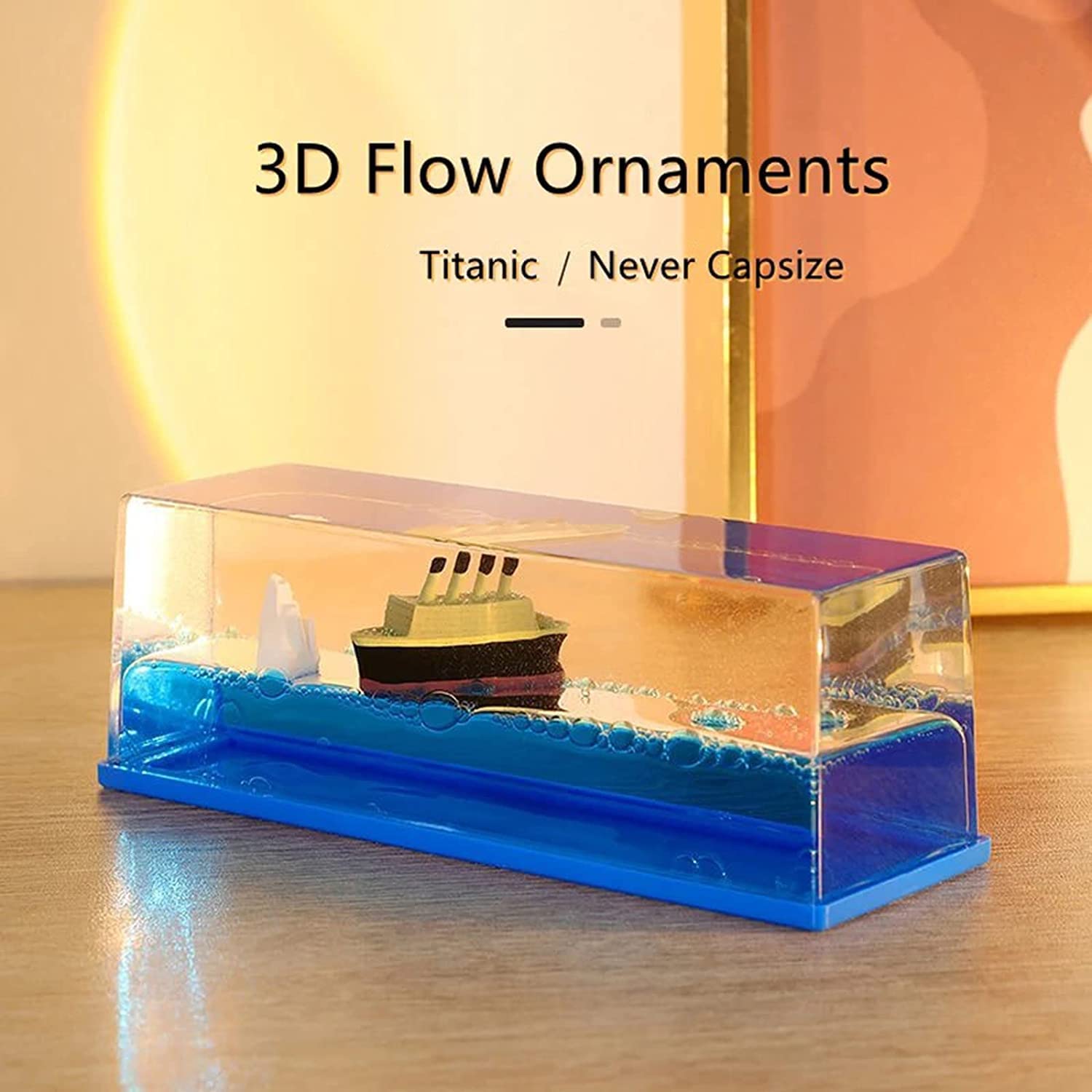 BIRDLINE Titanic Cruise Ship Liquid Wave Motion Decoration - Unsinkable Cruise Ship Model with Iceberg, Home & Car Decor, Paperweight, Gift Idea for Office Desk | Perfect for Nautical Themed Rooms, Collectors, and Titanic Enthusiasts