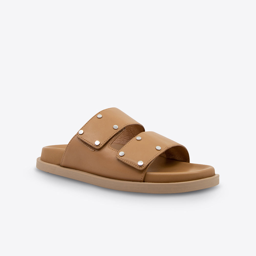 Carlette Comfortable Footbed Sandals for Women - Tan Leather Orthopedic Support - Perfect for Walking, Travel & Casual Wear