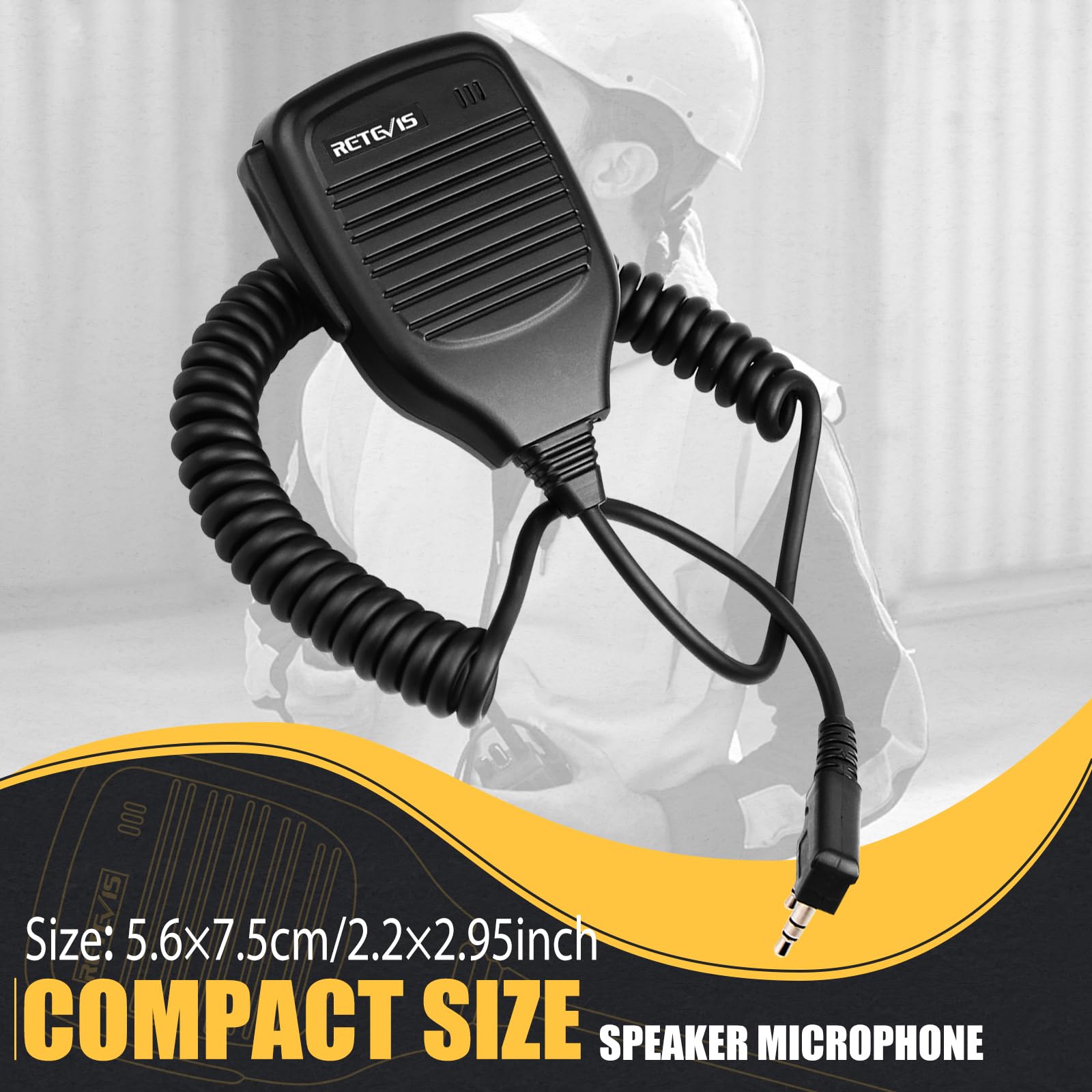 Retevis 2 Pin Walkie Talkie Speaker Microphone - Compatible with Retevis RT22 RT27 RT68 RT15 RB17 RT17 RT19 H777 RT66 RT67 & Baofeng UV-5R 888S 2 Way Radios (1 Pack) - Ideal for Outdoor Adventures, Construction Sites, and Emergency Communication