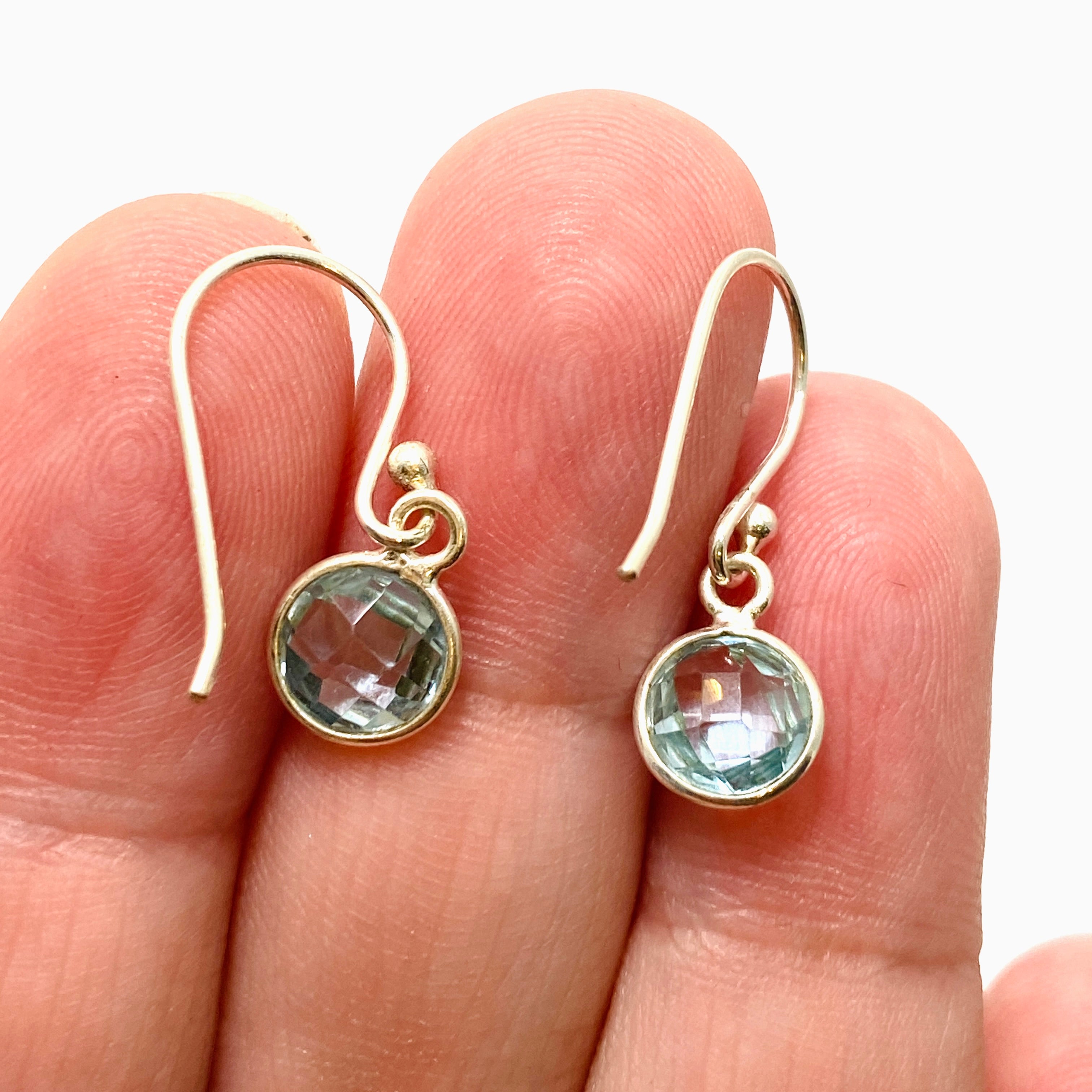 Blue Topaz Round Faceted Stud Earrings for Women - 925 Sterling Silver Jewelry - Perfect for Gifts, Weddings & Special Occasions