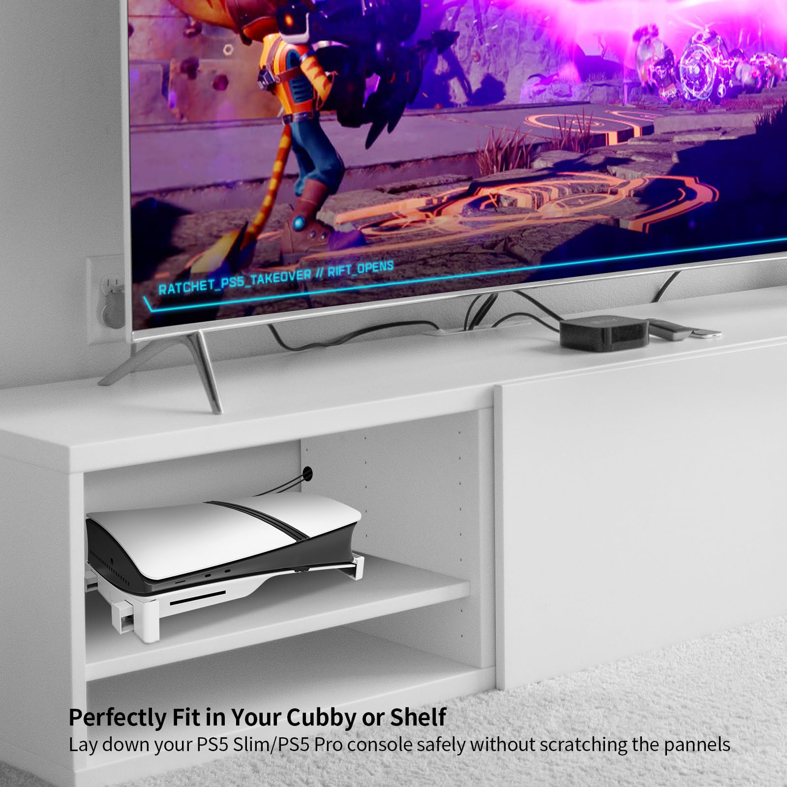 BeisDirect Horizontal Stand for Sony PS5 Slim - Base Support Compatible with PS5 Disc & Digital Edition, Non-Slip Accessories (White) - Perfect for Gaming Setups, Living Room & Bedroom Organization