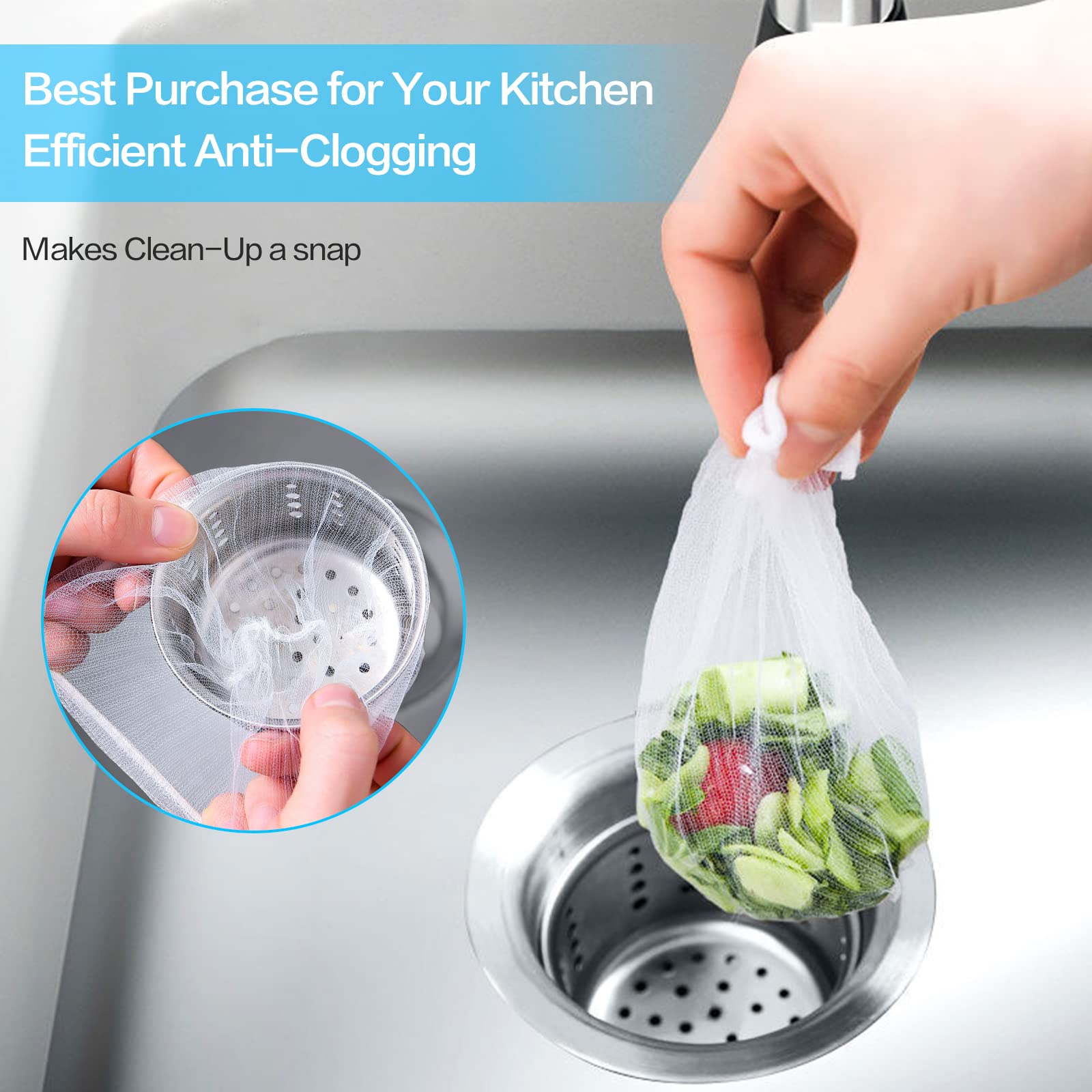 500 Pcs Disposable Kitchen Sink Strainer Mesh Bags - Fine Mesh Filter Basket for Food Waste, Leftovers & Garbage Collection - Perfect for Home Kitchens, Restaurants & RVs (Durable & Eco-Friendly)