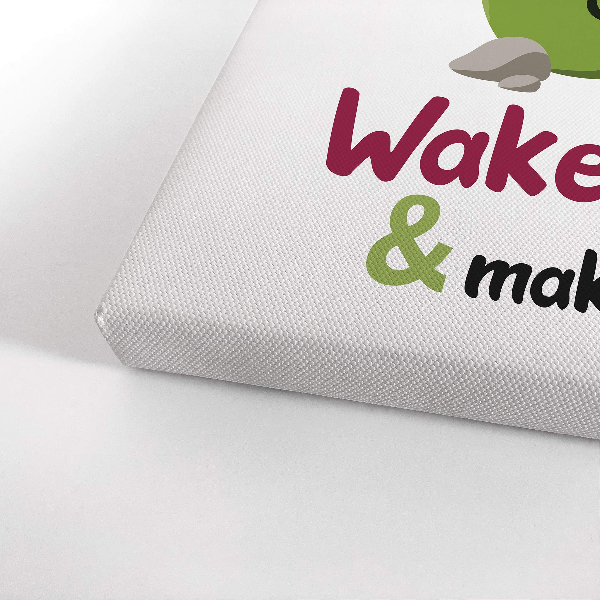 Funny Wake Up & Make Up Quote Canvas Print - Bathroom Wall Decor, Home Decoration, Ready to Hang (22x15 inches) | Perfect for Powder Rooms, Guest Bathrooms & Vanity Areas | Made in USA