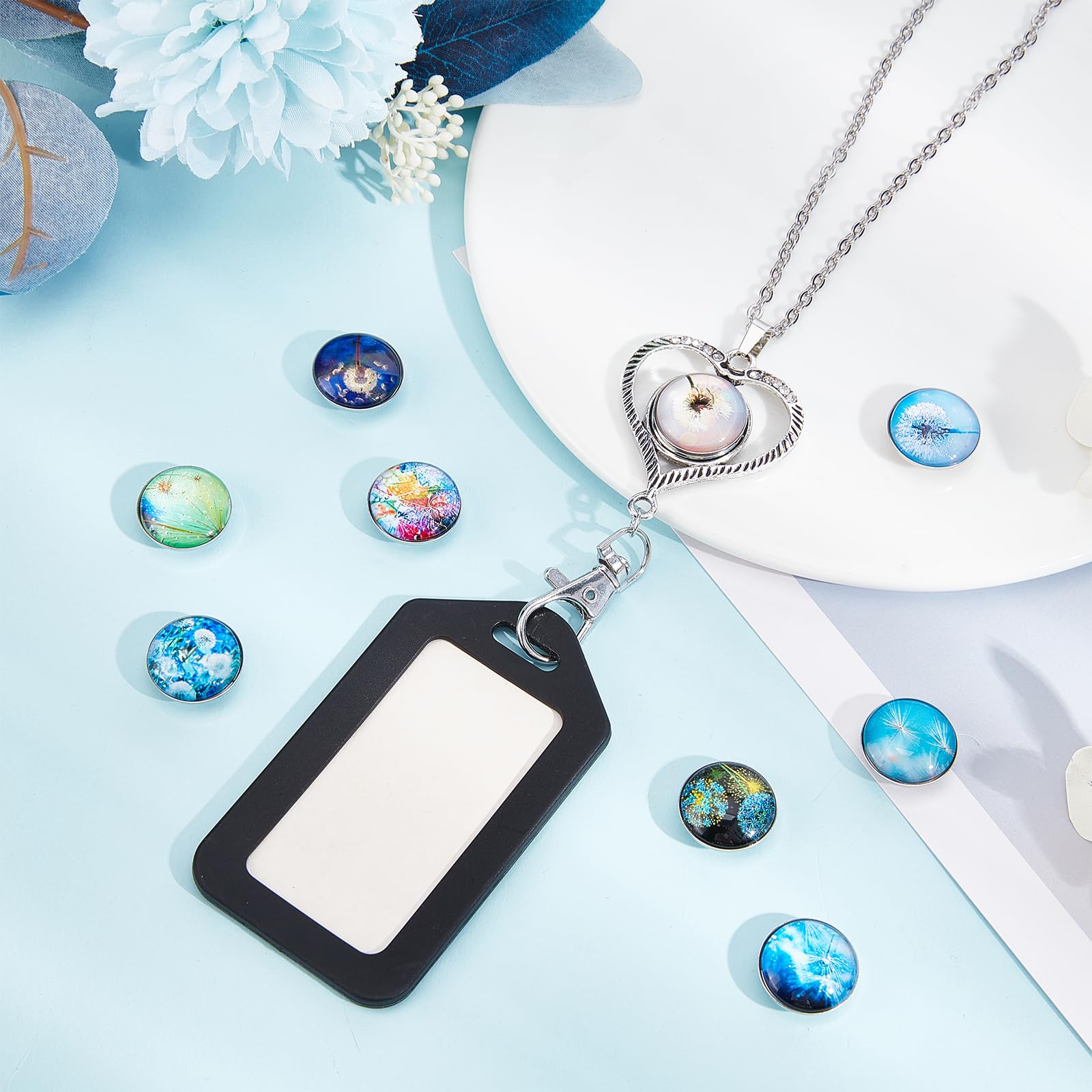 12Pcs Snap Button Lanyard Set - Breakaway Necklace for Office, School & Gifts