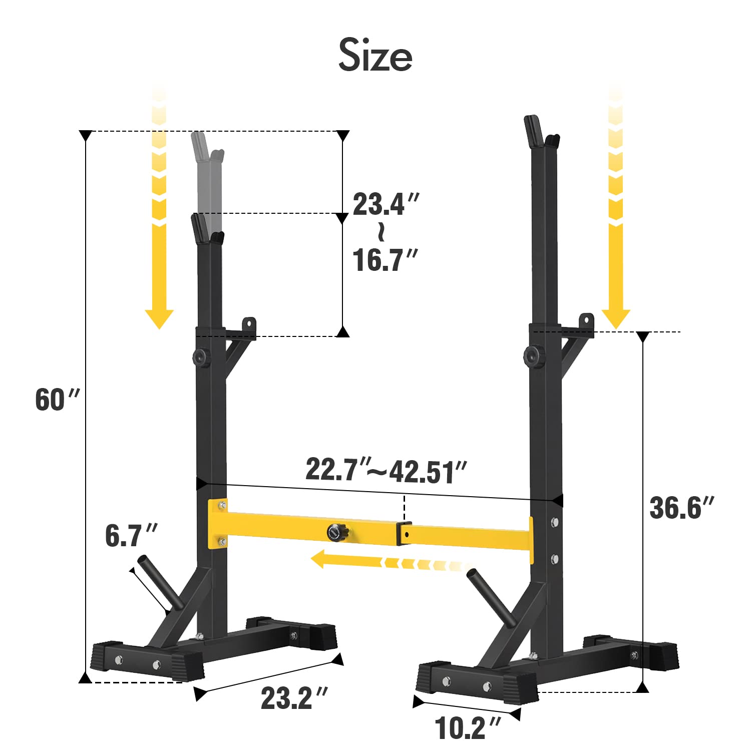 BangTong&Li Adjustable Squat Rack Stand - Heavy Duty 550Lbs Capacity Barbell Rack for Home Gym, Bench Press & Weight Training - Perfect for Strength Training, CrossFit & Home Workouts