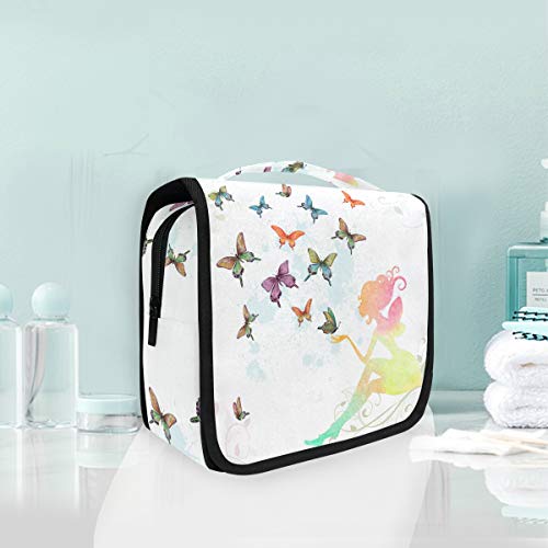 domook Hanging Travel Toiletry Bag with Floral Butterfly Design - Waterproof Makeup Organizer for Women & Men | Perfect for Vacation, Gym, and Daily Cosmetics Storage
