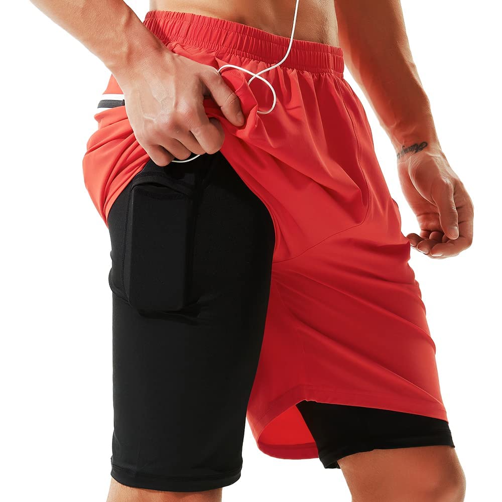 TENJOY Men's 2-in-1 Running Shorts 5