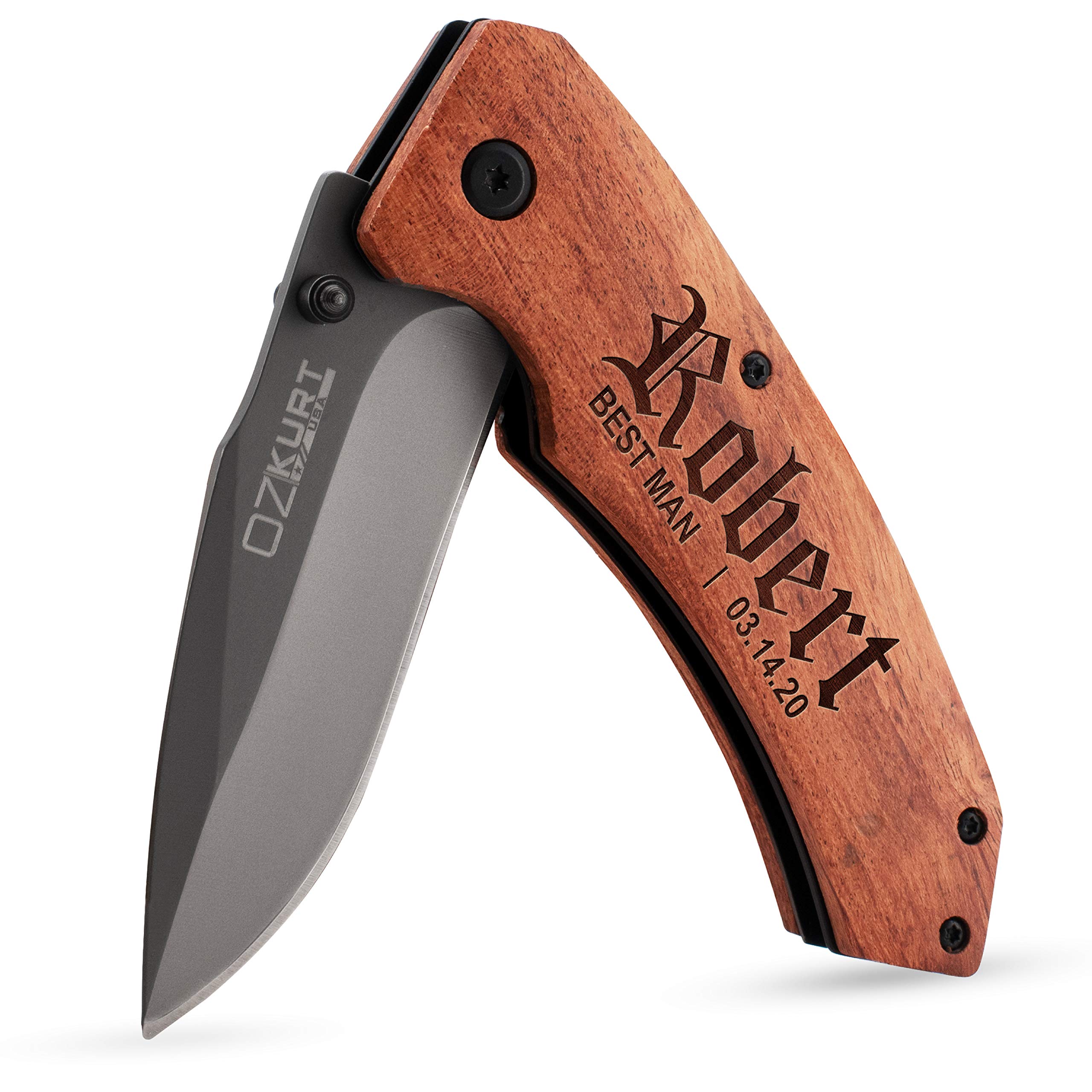 Personalized Groomsmen Gifts Set of 6 - Engraved Pocket Knife with Clip for Wedding Party | Custom Men's Gifts for Best Man, Ushers & Groomsmen | Perfect for Bachelor Party, Wedding Favors & Special Occasions