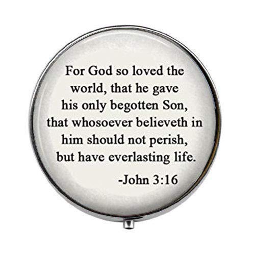John 3:16 Scripture Quote - 'For God So Loved The World' Christian Photo Art Pill Box - Glass Charm Candy Box for Medication & Jewelry Storage - Perfect for Church Gifts, Bible Study & Daily Devotion