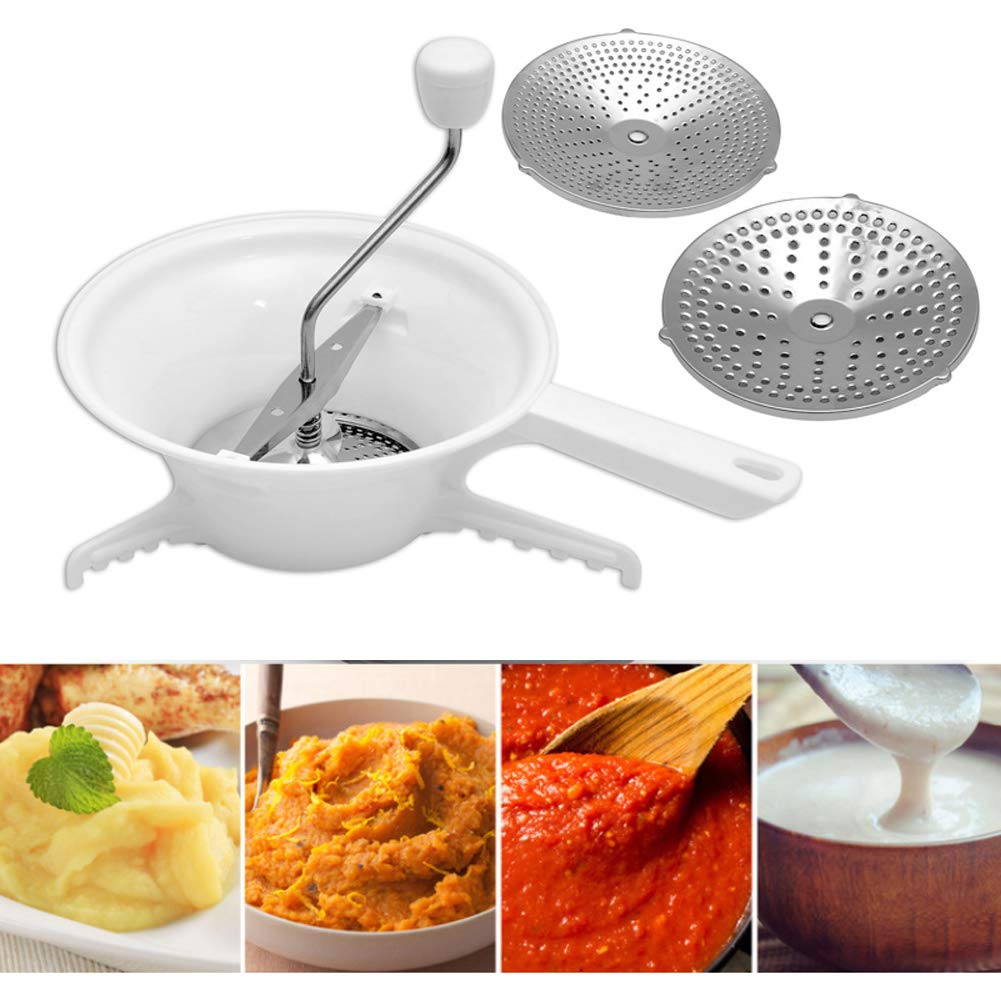 Stainless Steel Food Mill with 3 Interchangeable Discs - Manual Tomato Sauce Maker, Vegetable Puree Grinder for Soups, Baby Food & Canning - Perfect for Home Cooking, Kitchen Prep & Preserving