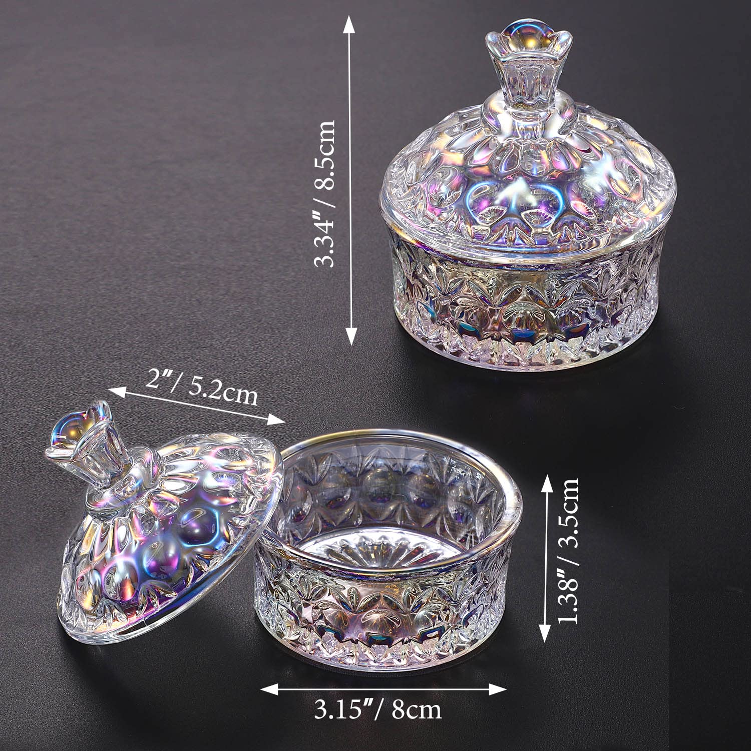 Noverlife Glass Dappen Dish with Lid - Crystal Nail Art Bowl for Acrylic Liquid & Powder, Monomer Holder for Professional Manicure & Nail Decor | Perfect for Salon, Home DIY Nail Care & Professional Nail Technicians