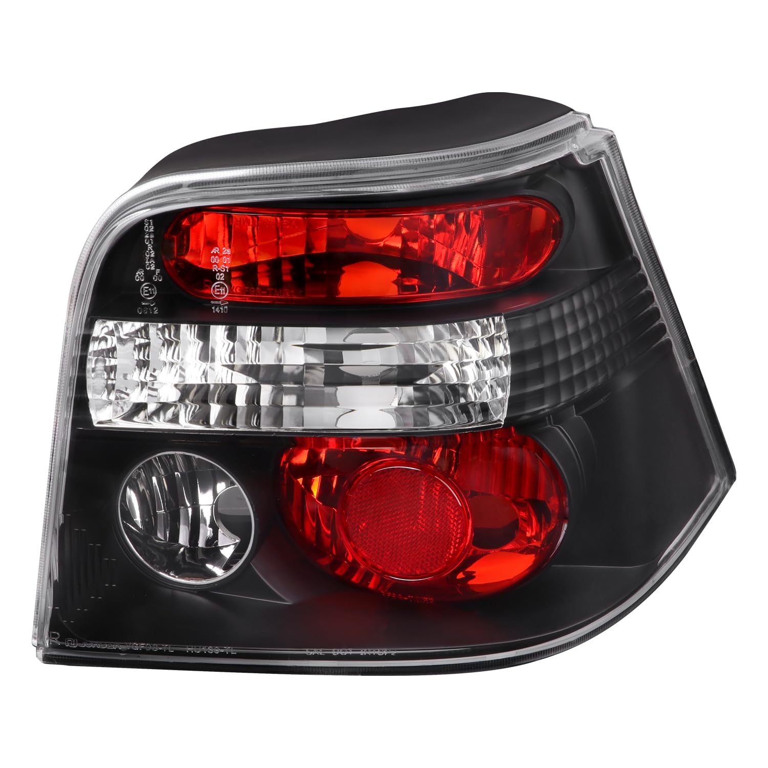 Spec-D Tuning Euro Black Tail Lights for 1999-2006 Volkswagen Golf GTI R32 TDI MK4 - Left & Right Pair Assembly | Smoked Lens LED Tail Lamps | Enhances Rear Style & Visibility for Night Driving