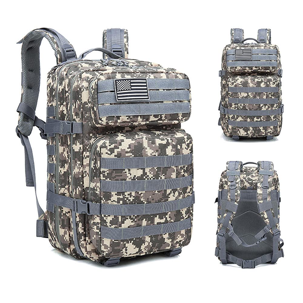 50L Military Tactical Backpack - Durable Gym Fitness Bag for Men, Outdoor Hiking Camping Travel Rucksack with MOLLE System - Perfect for Workouts, Trekking & Army Use - ACU Camo Design