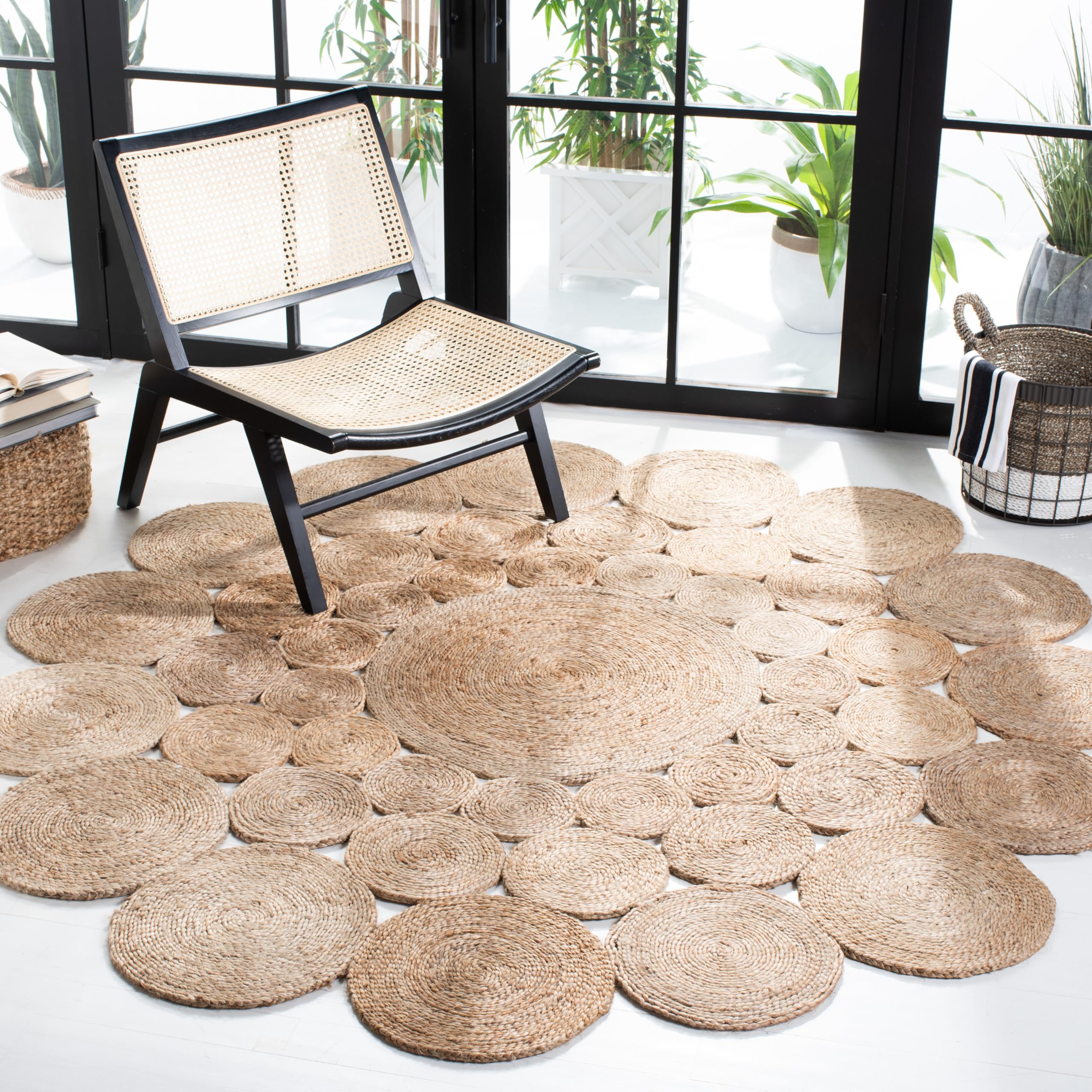 SAFAVIEH Handmade Boho Jute Area Rug 9' Round - Natural Fiber Farmhouse Rug NF166A for Living Room, Bedroom & Boho Decor
