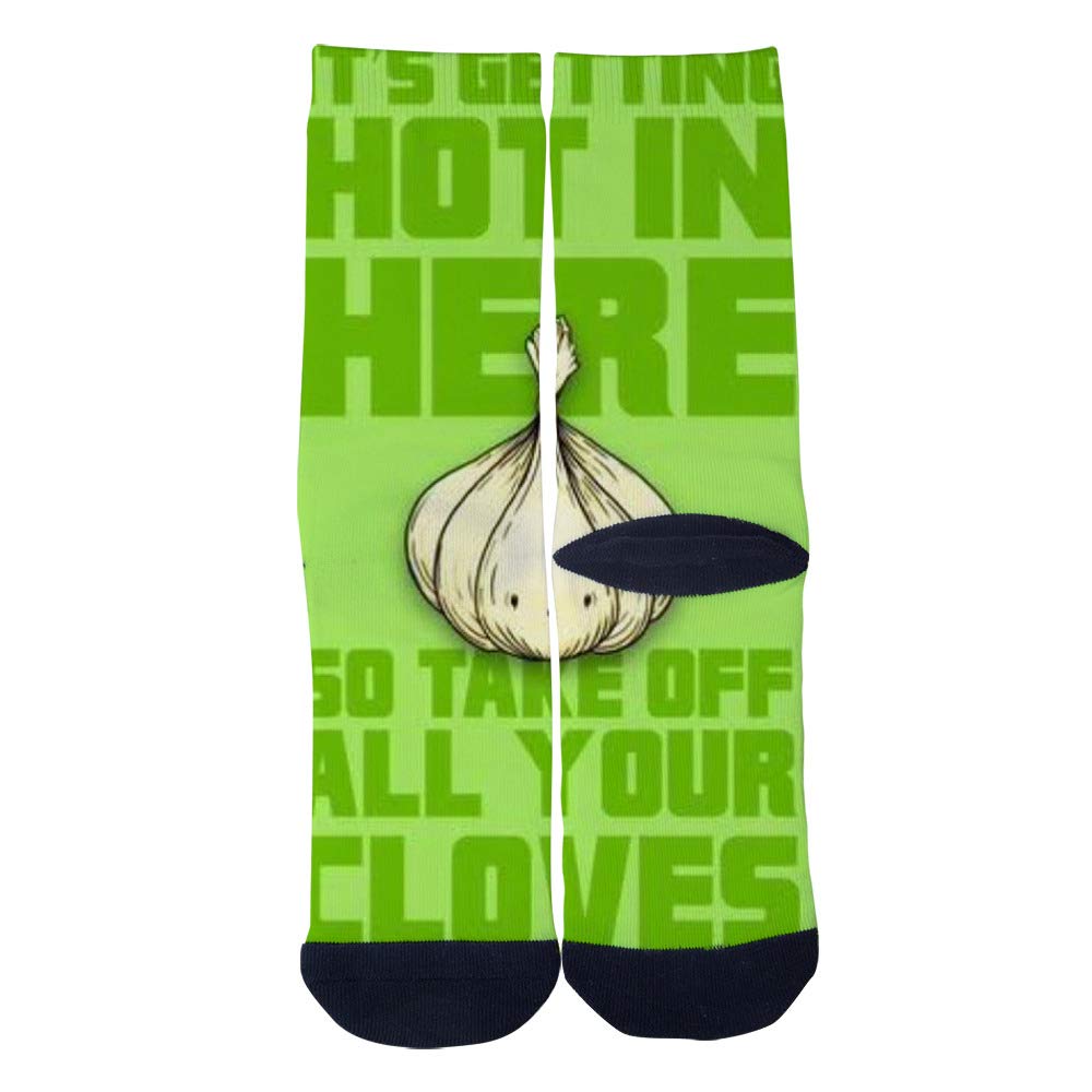 EveninSky Custom Garlic Clove Pun Socks for Men & Women - Funny Novelty Crew Socks - Perfect Gift for Food Lovers, Kitchen Enthusiasts, and Sock Collectors - Great for Casual Wear, Gag Gifts, and Themed Parties