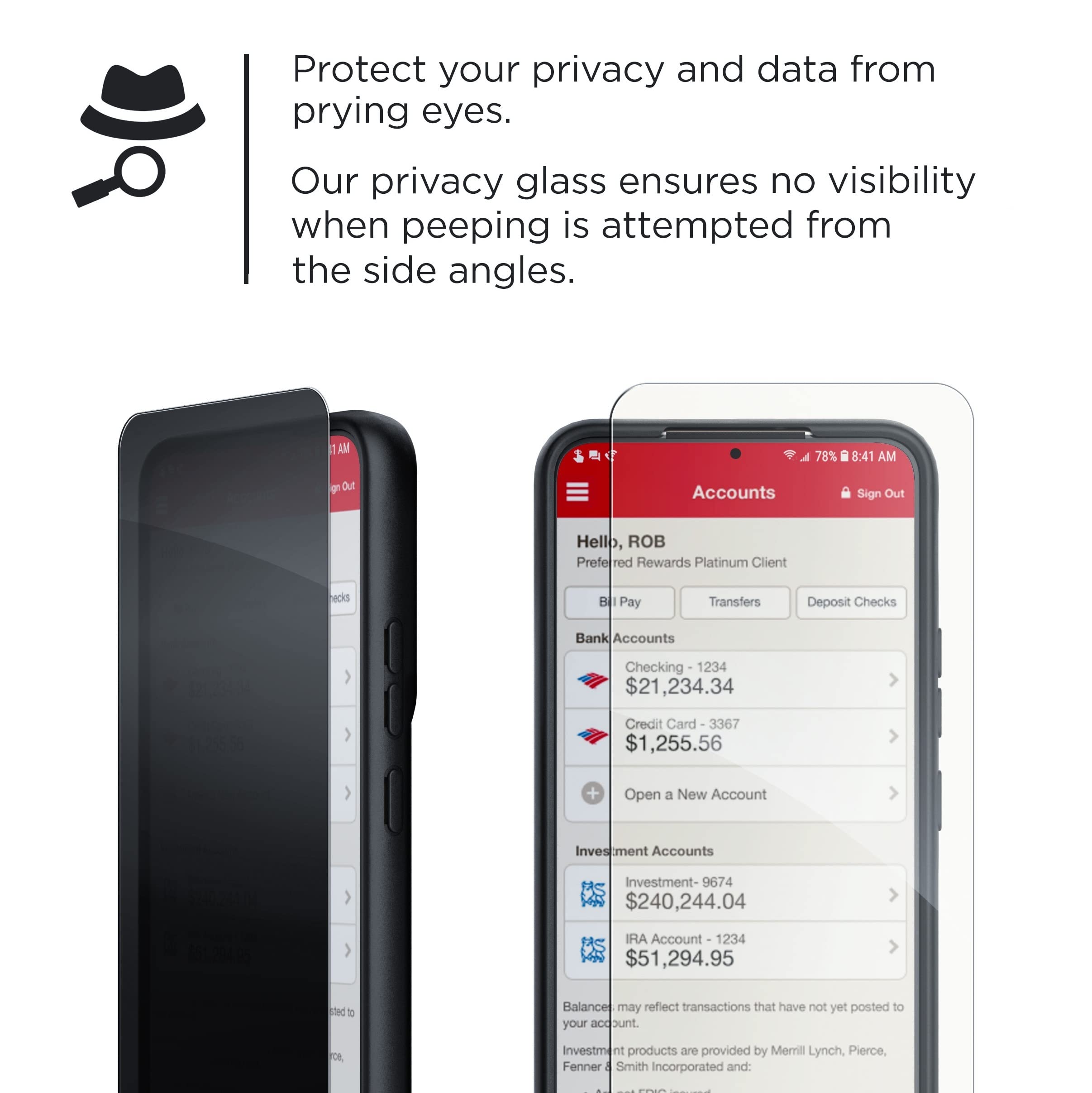Privacy Screen Protector for iPhone SE - Anti-Spy Tempered Glass for Work & Travel