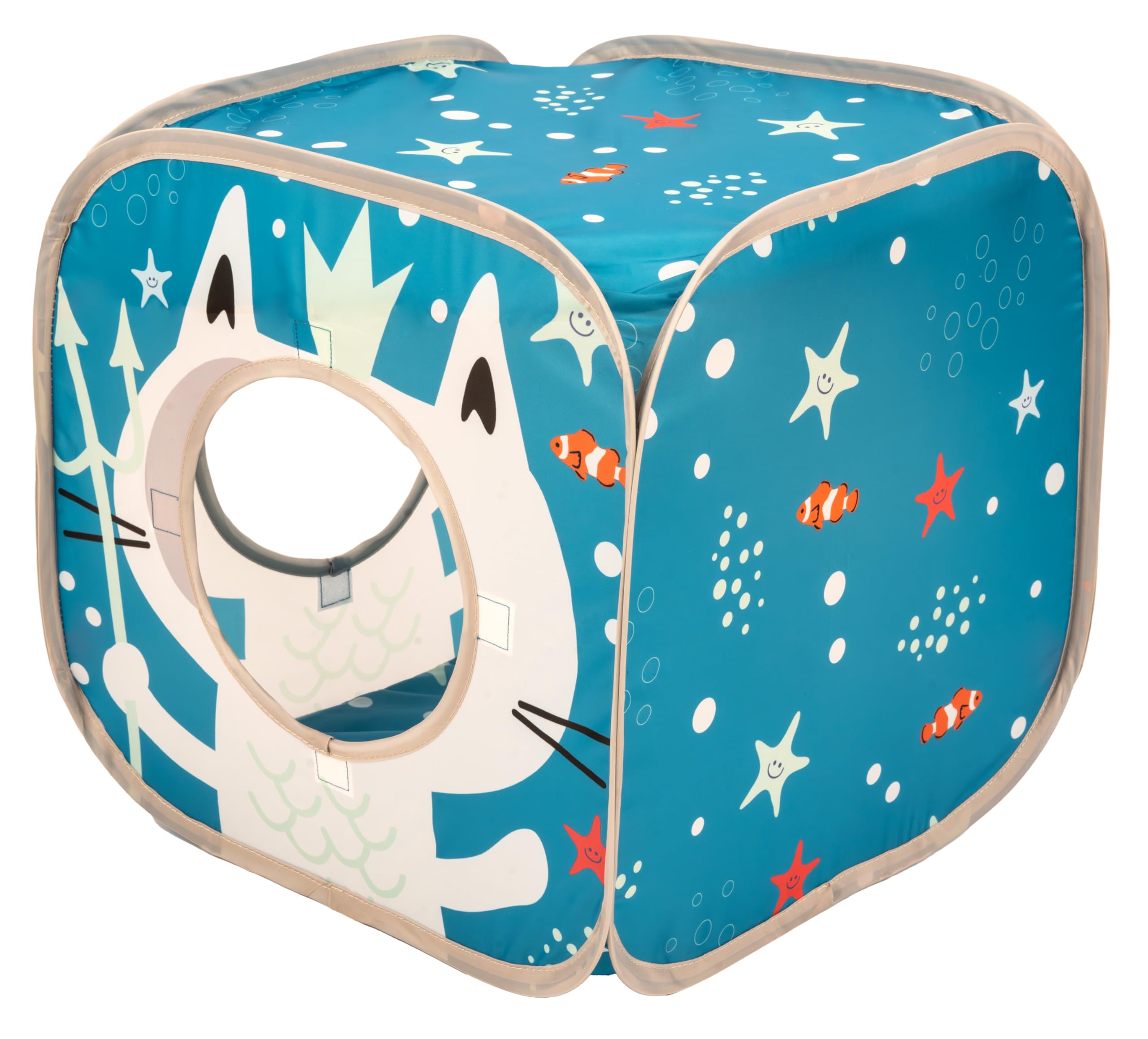 Kitty City Ocean Themed Cat Play Furniture - Interactive Play Cube for Indoor Cats | Perfect for Small Spaces & Playtime Fun