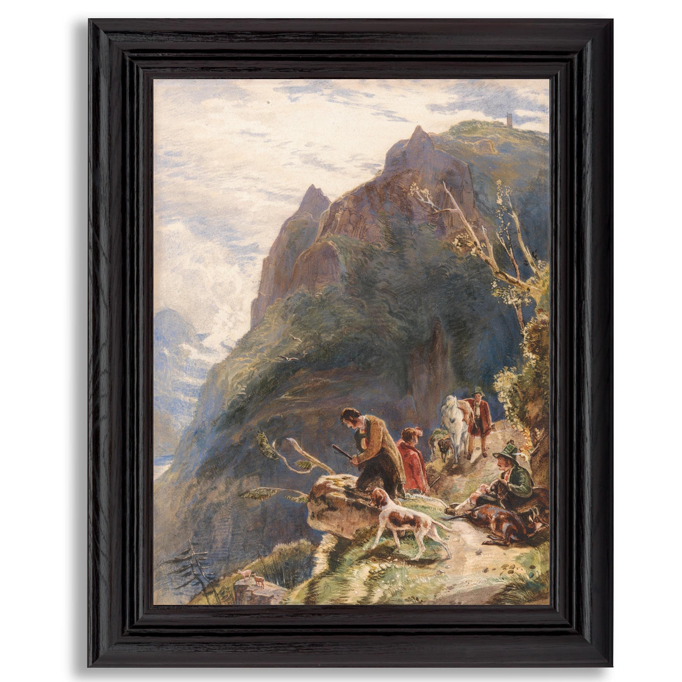 John Frederick Lewis 'Tyrolese Hunters' Framed Art Print - Premium Painting Reproduction in Wood Frame for Wall Decor | Fine Art Gallery Poster for Home, Office & Living Room | Perfect Gift for Art Lovers & Interior Design