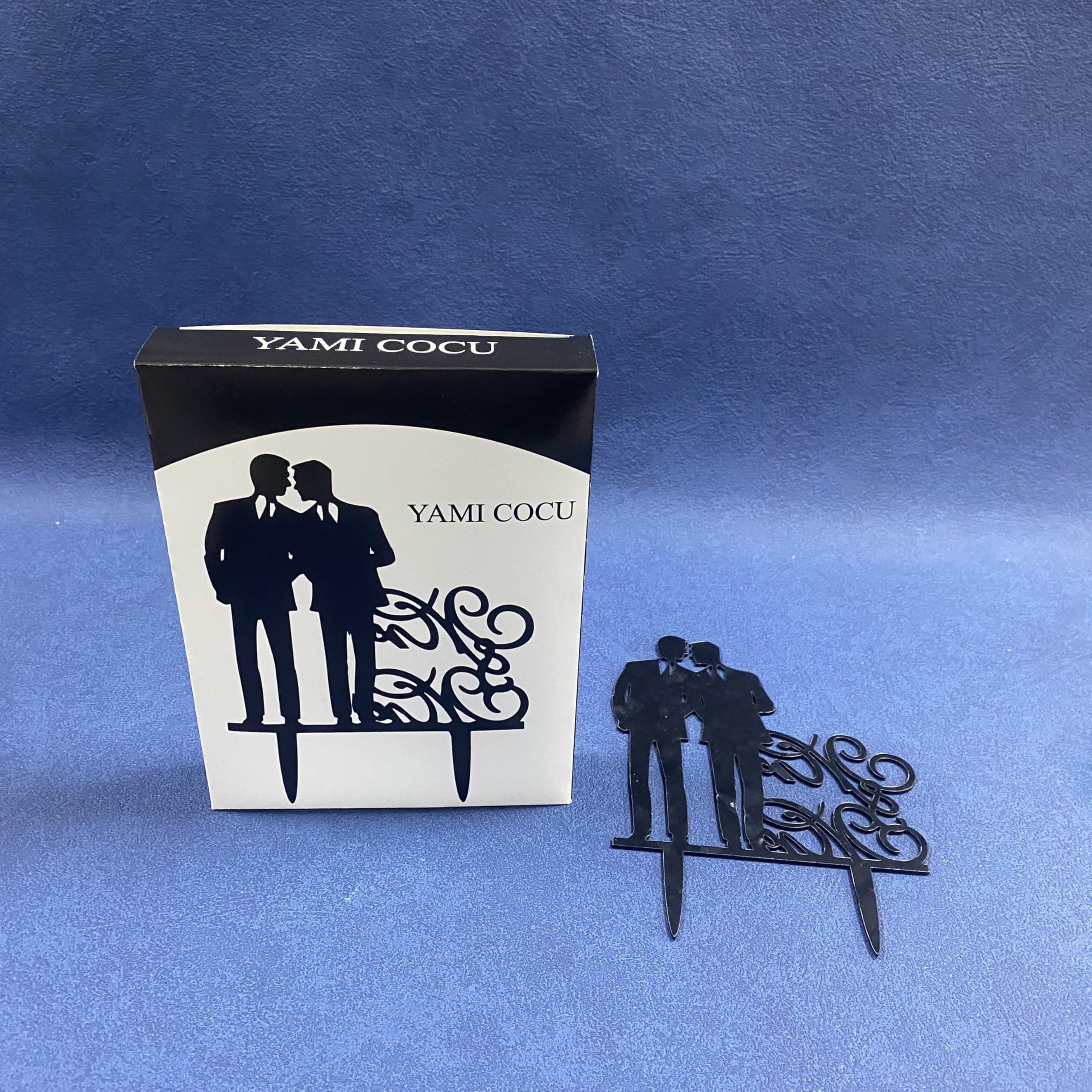 Mr & Mr Gay Wedding Cake Topper - Acrylic Silhouette Groom Couple - LGBTQ+ Wedding Decorations for Same-Sex Weddings, Anniversary Cakes & Pride Celebrations