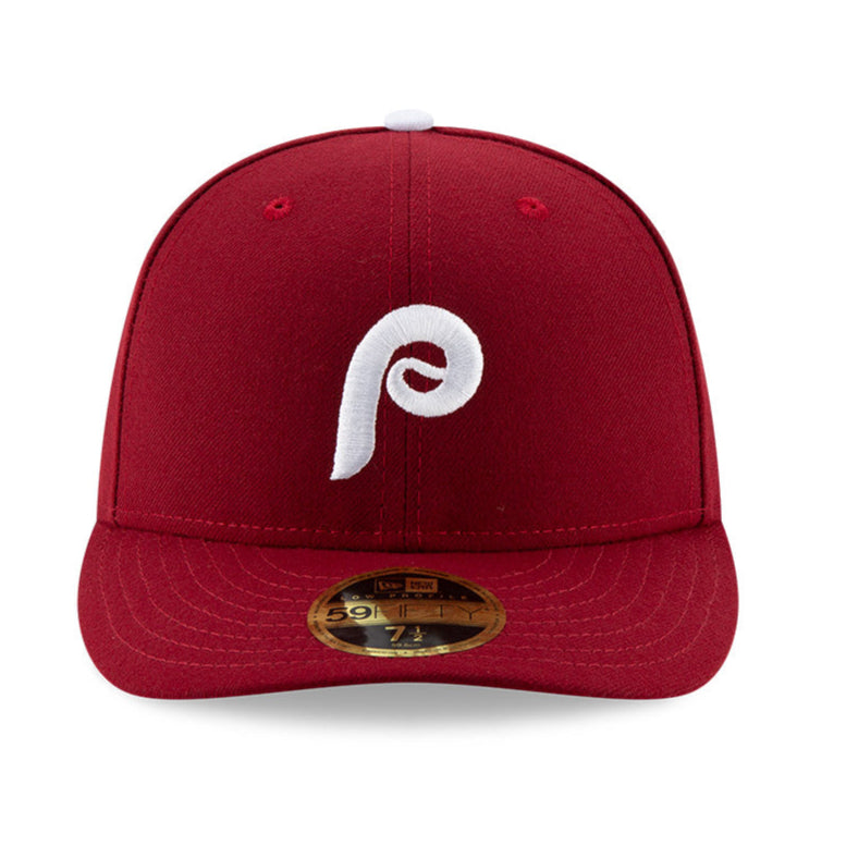 New Era 59Fifty Authentic MLB Philadelphia Phillies Low Profile Alternate 2 Baseball Cap - Maroon | Official Licensed Hat for Baseball Fans & Streetwear Fashion