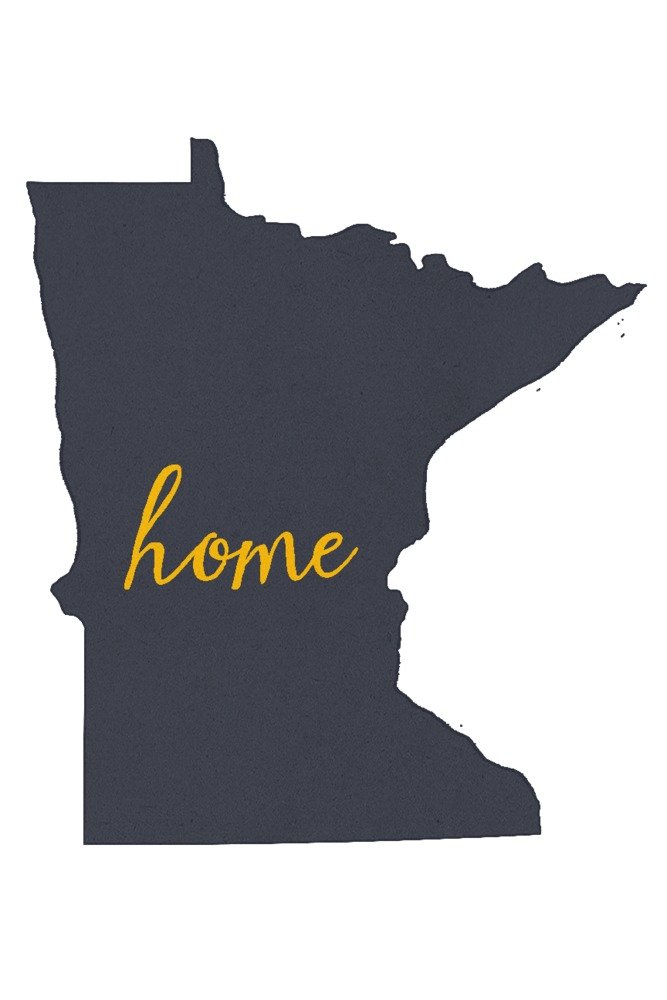 Minnesota Home State Gray on White Wall Art Print - 9x12 Inches, Perfect for Home Decor, Office, Living Room & Bedroom