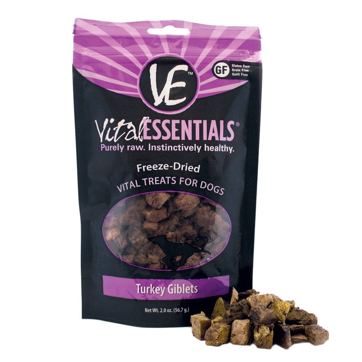 Vital Essentials Freeze Dried Dog Treats - Turkey Giblets 2.0 oz | Grain-Free, High-Protein Training Snacks for Small & Large Dogs | Perfect for Training, Rewards & Outdoor Adventures