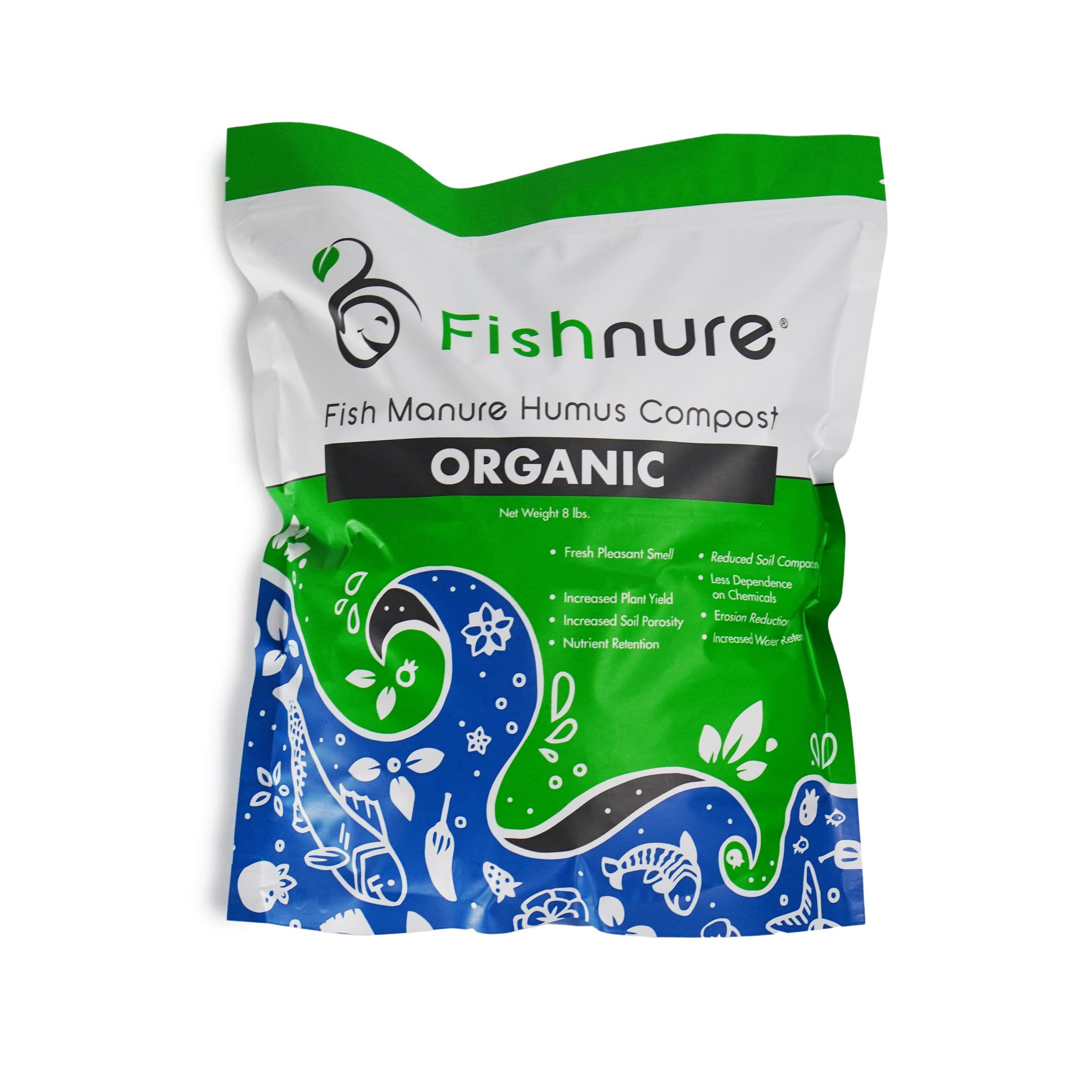 Organic Fish Compost Fertilizer 32 lbs (4 Pack) - Natural Plant Food for Indoor & Outdoor Plants, Gardening Essentials - Perfect for Houseplants, Vegetables, Flowers & Lawn Care