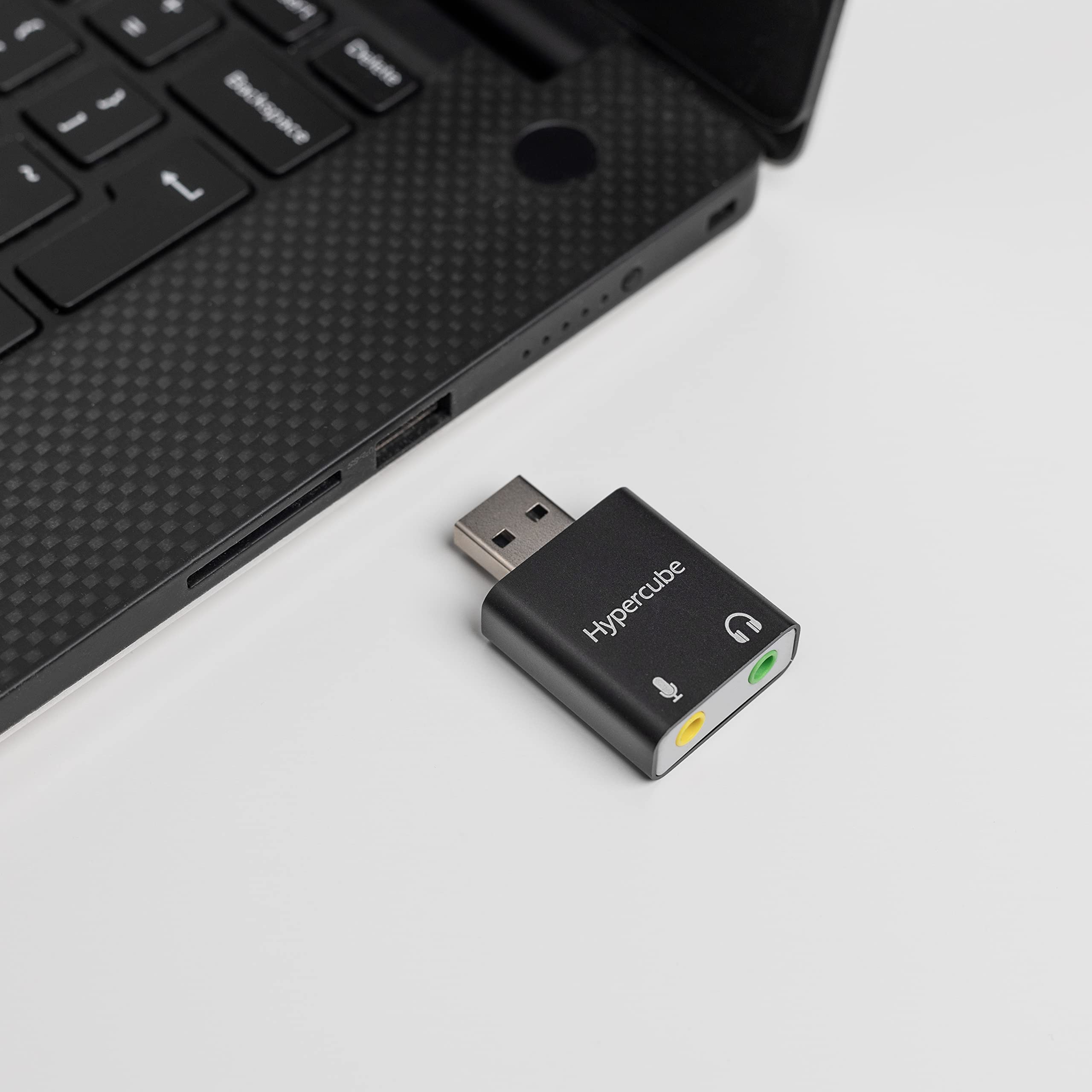 Hypercube USB to 3.5mm Audio Adapter with DAC - Dual Jack Headphone & Microphone USB Aux Converter - External Stereo Sound Card for Gaming Headsets - Compatible with PC, MacBook, Laptop - Perfect for Online Gaming, Video Calls & Music Streaming