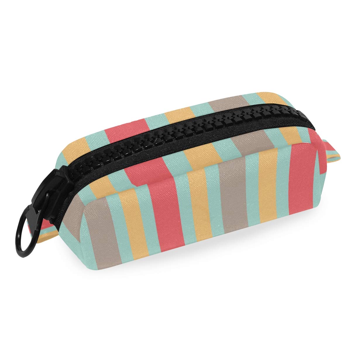 FengJu Large Capacity Pencil Case with Zipper - Colorful Striped Makeup Organizer Pouch for School, Office & Travel - Perfect for Teens, Artists & Professionals (Pens, Markers, Cosmetics)