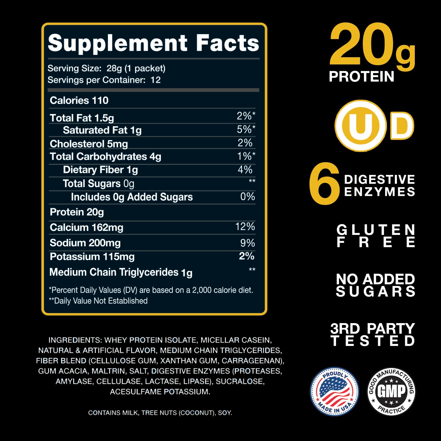 Devotion Nutrition Protein Powder Blend - Gluten Free, Keto Friendly Whey & Micellar Protein Powder with 1g MCT | No Added Sugars | 20g Protein per Serving | 12 Single Serve Packets (Buttery Blend) for Post-Workout Recovery & Weight Management