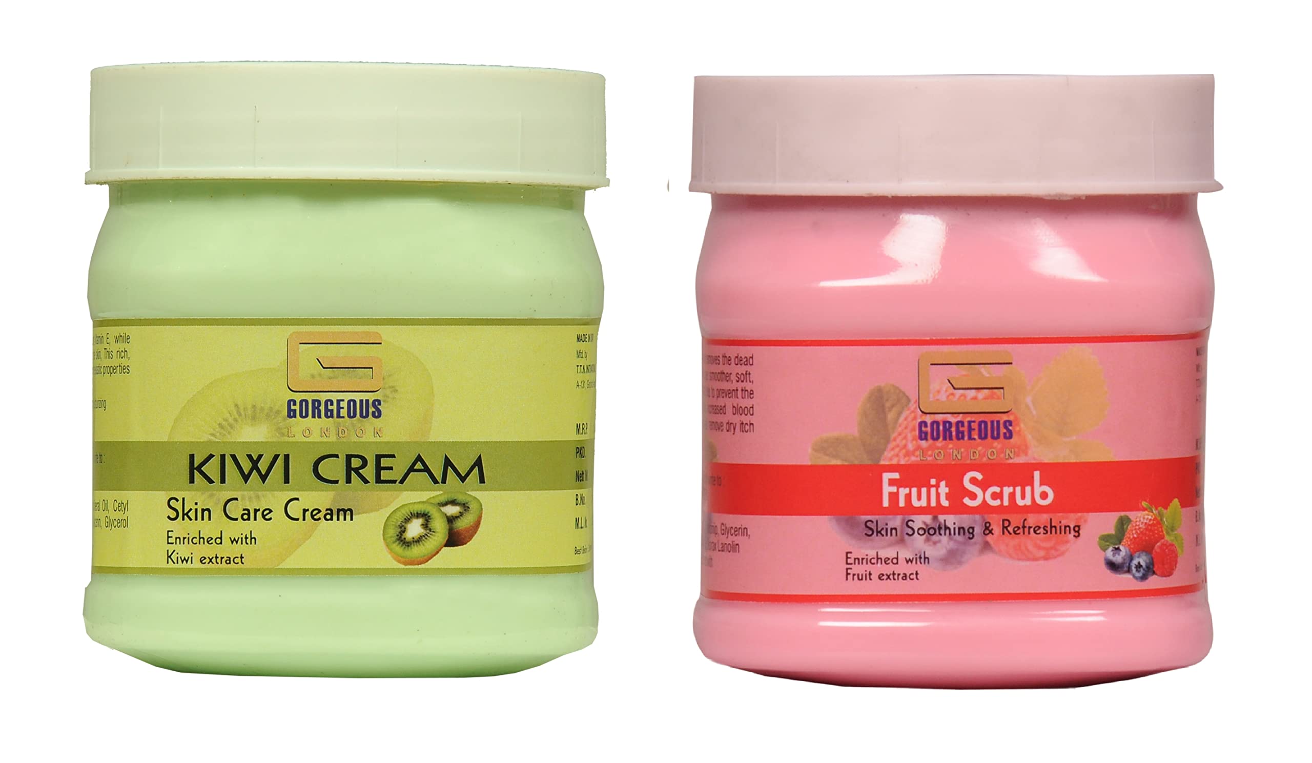 Premium London Kiwi Cream & Fruit Scrub Set - 2 Pack (450ml Each) | Exfoliating & Moisturizing Body Care for Smooth Skin | Perfect for Spa Days & At-Home Skincare Routines